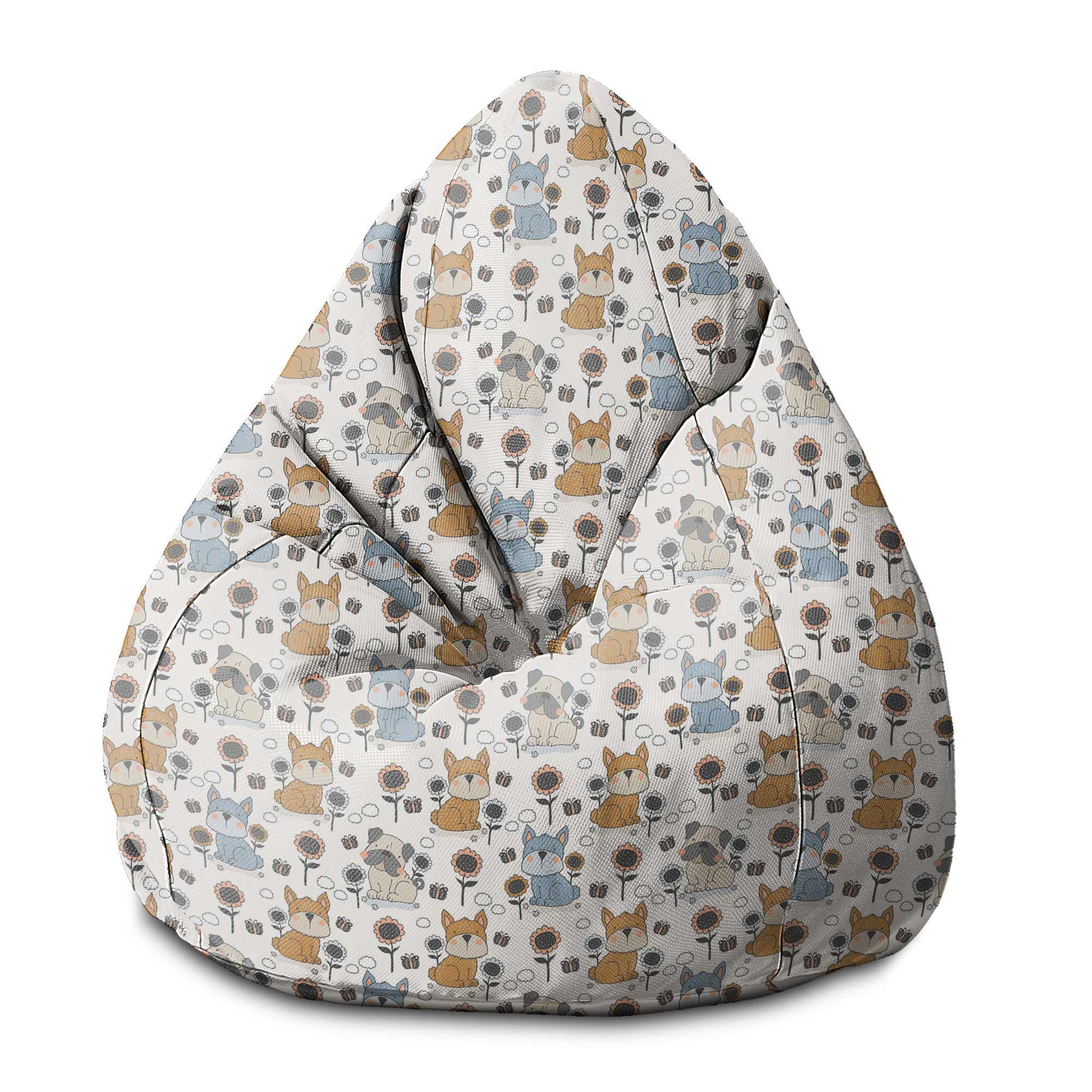 Puf Pearshape Dogs and Flowers-S-Velvet