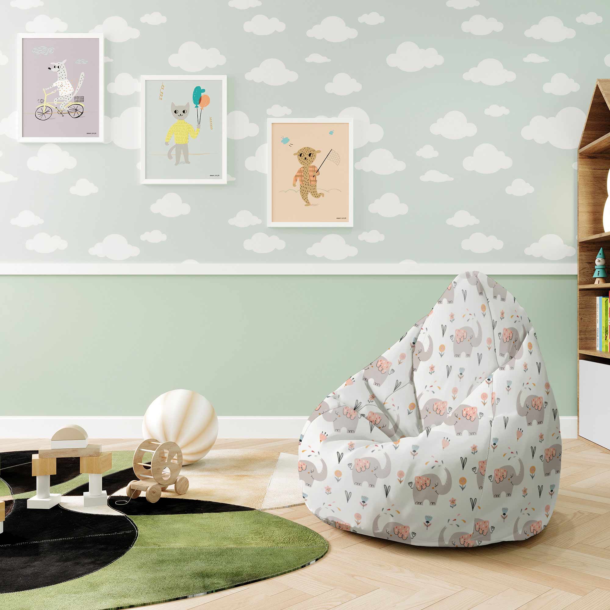 Puf Pearshape Happy Elephant-S-Oxford