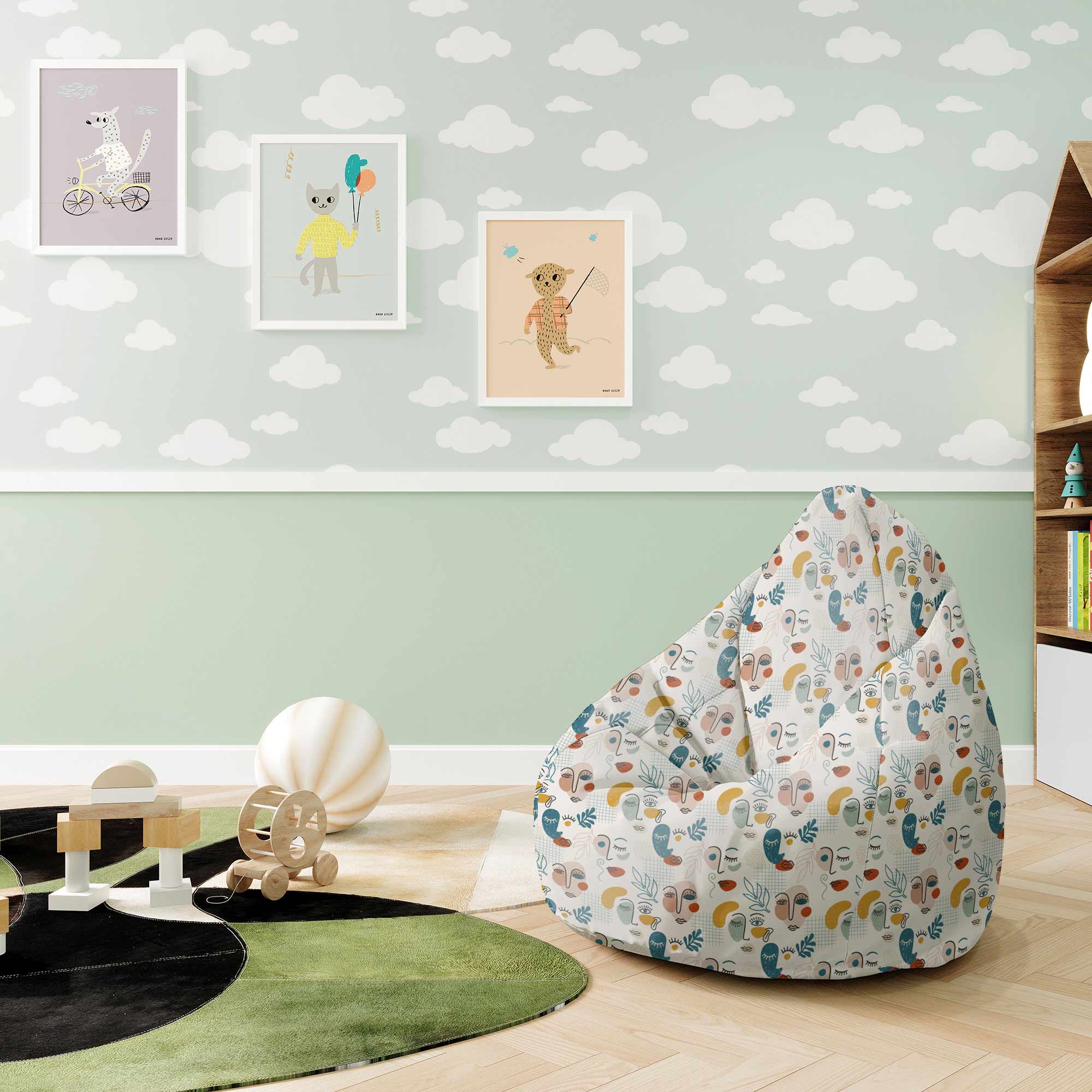 Puf Pearshape Abstract Faces-M-Velvet