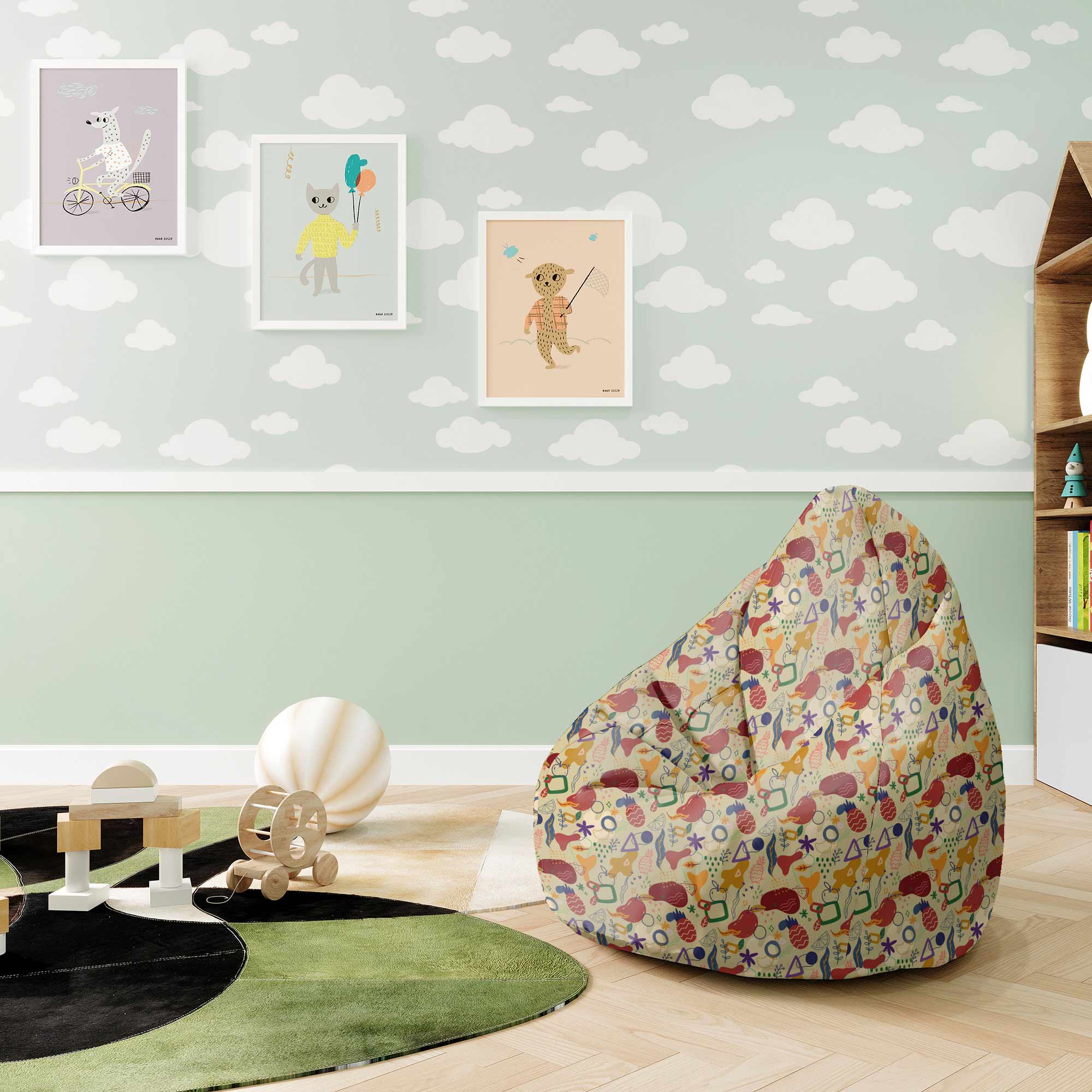 Puf Pearshape Abstract Fruits-S-Oxford