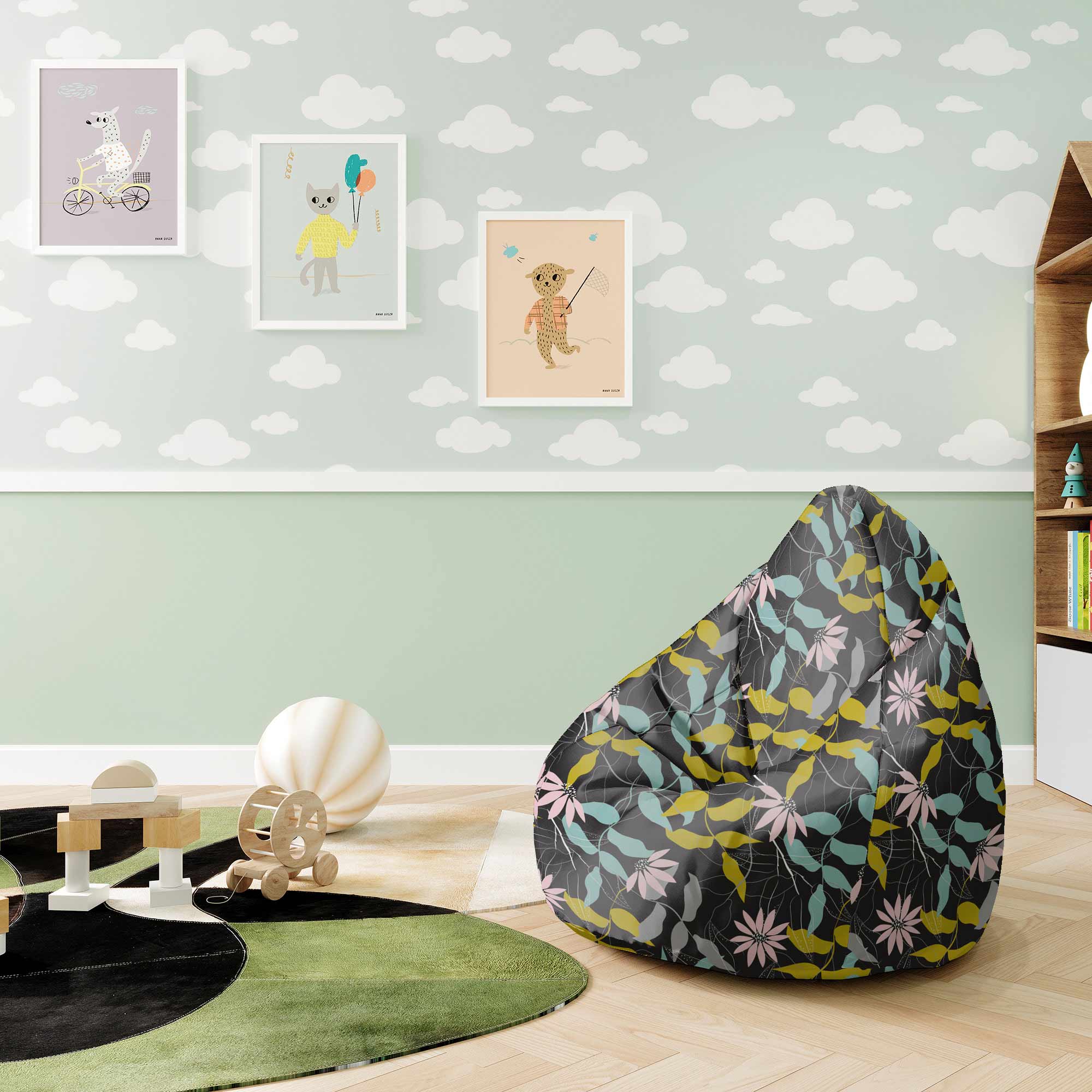 Puf Pearshape Garden Sketch-S-Velvet