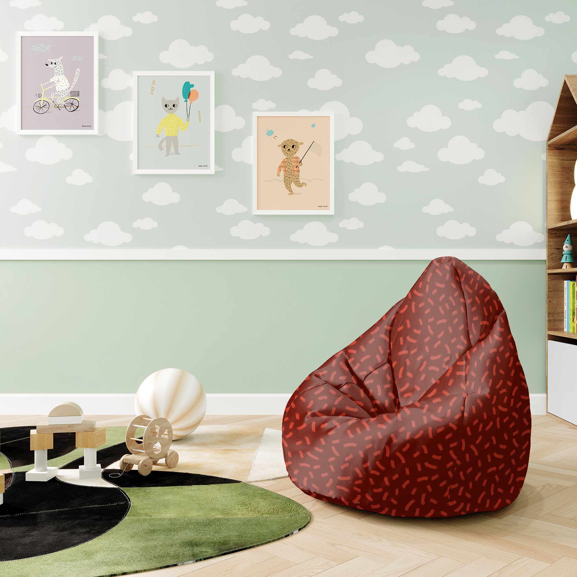 Puf Pearshape Abstract Stripes-S-Oxford