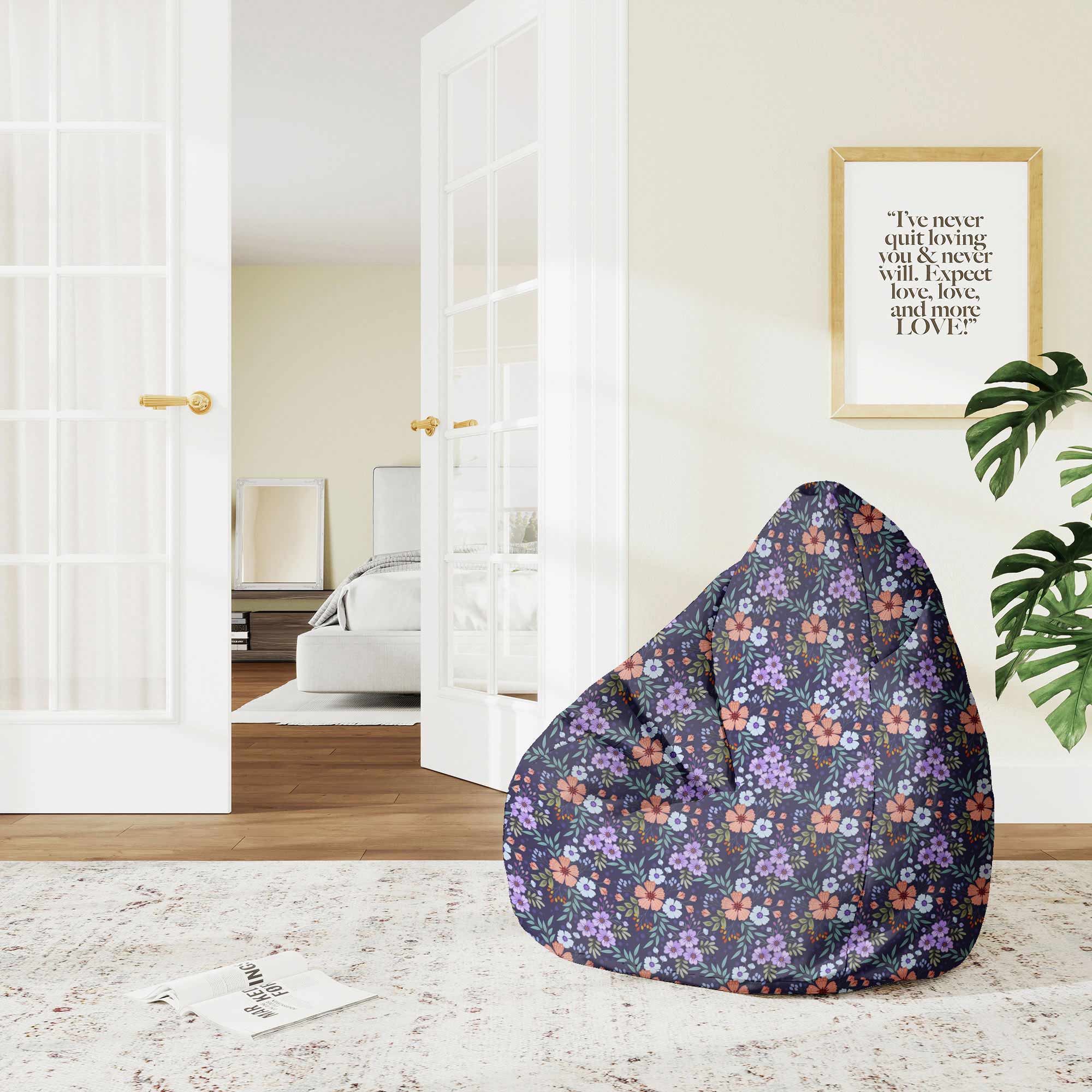 Puf Pearshape Botanical Pattern-M-Velvet