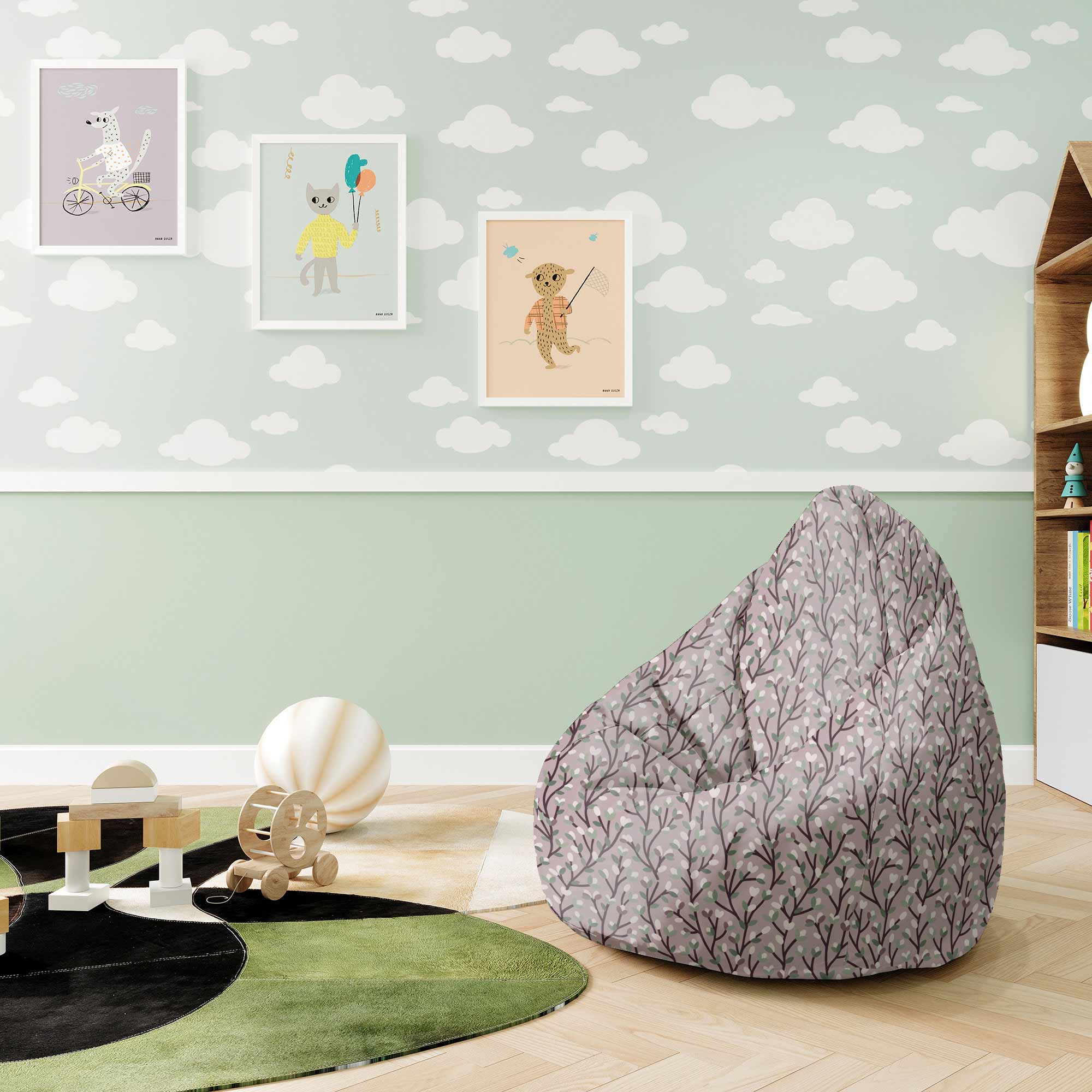Puf Pearshape Branches-S-Velvet