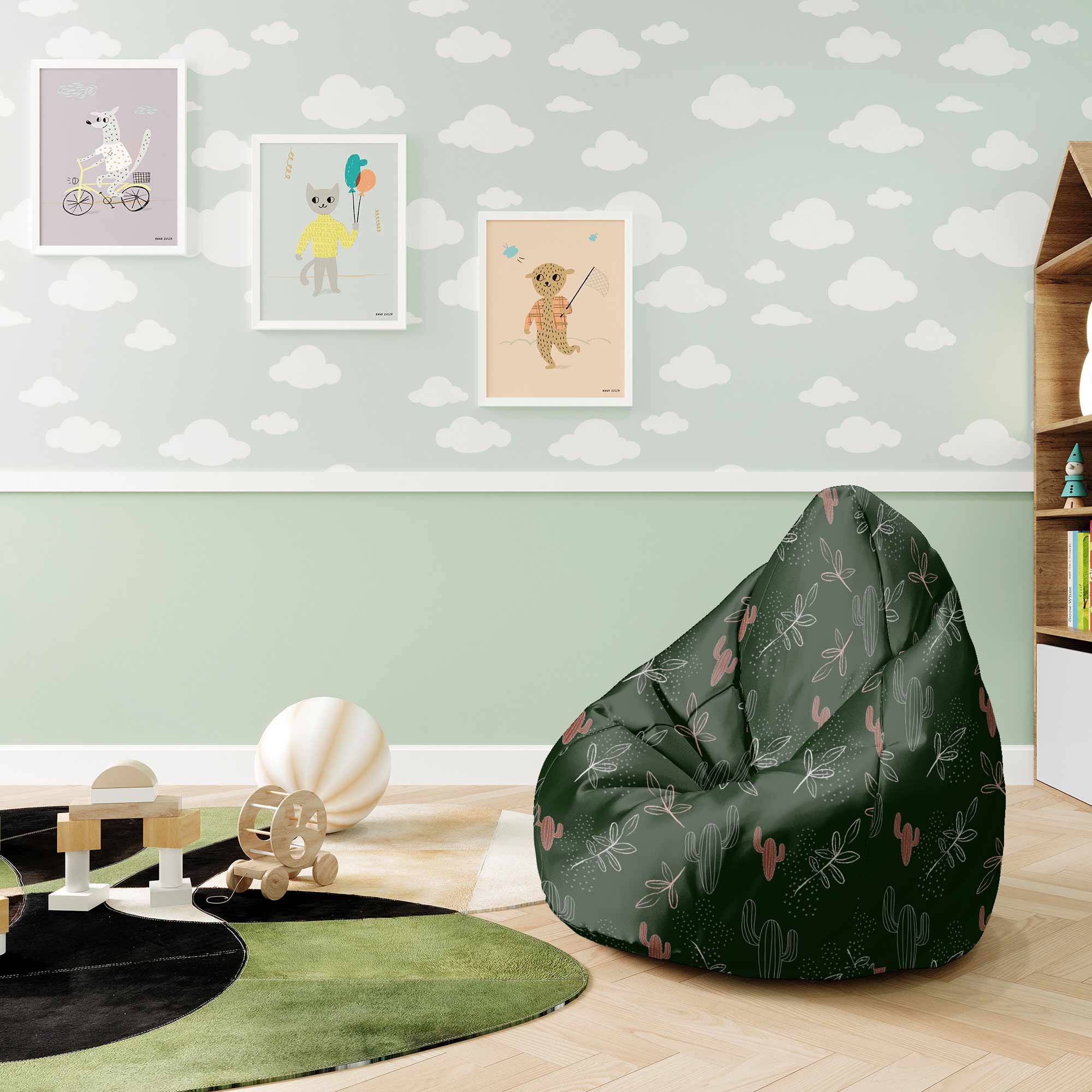 Puf Pearshape Cactus Doodles-S-Velvet