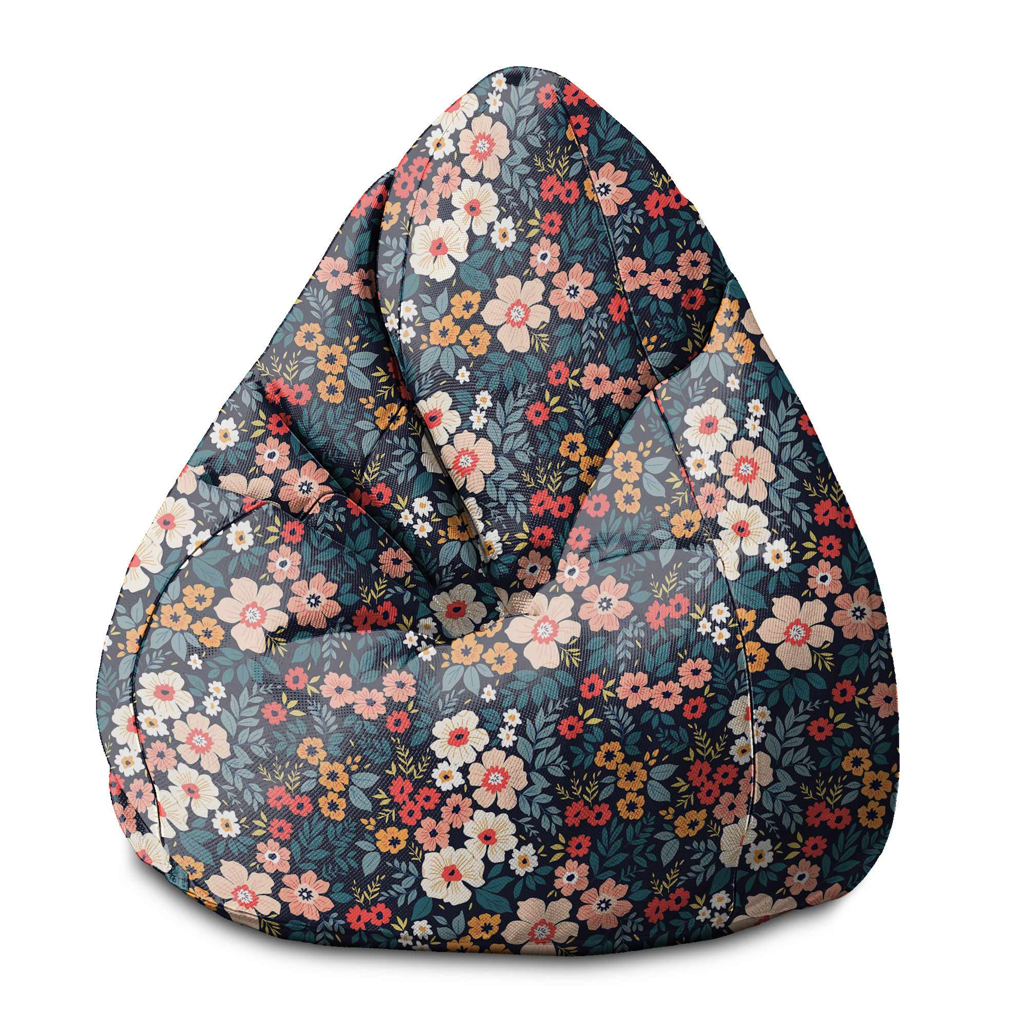 Puf Pearshape Barevné Květiny-S-Velvet
