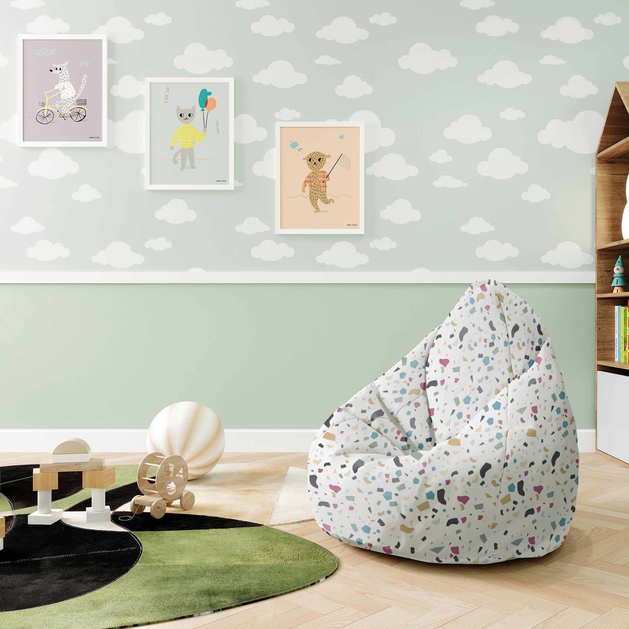 Puf Pearshape Colorful Terrazzo