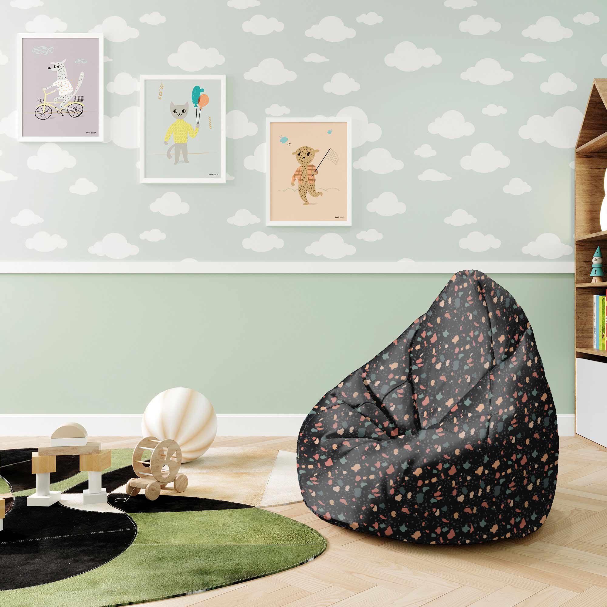 Puf Pearshape Dark Terrazzo-S-Oxford