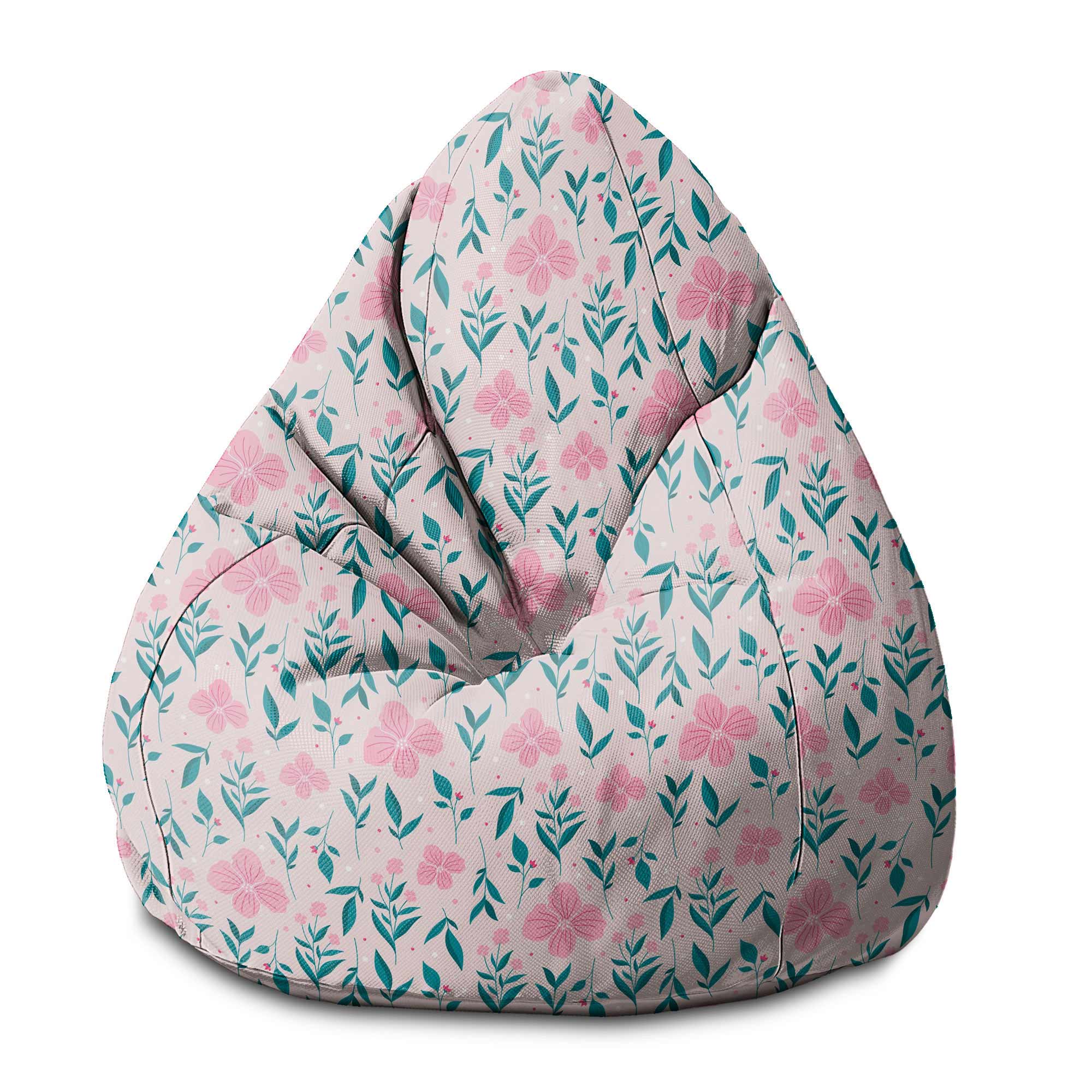 Puf Pearshape Delicate Pink Flowers-S-Velvet