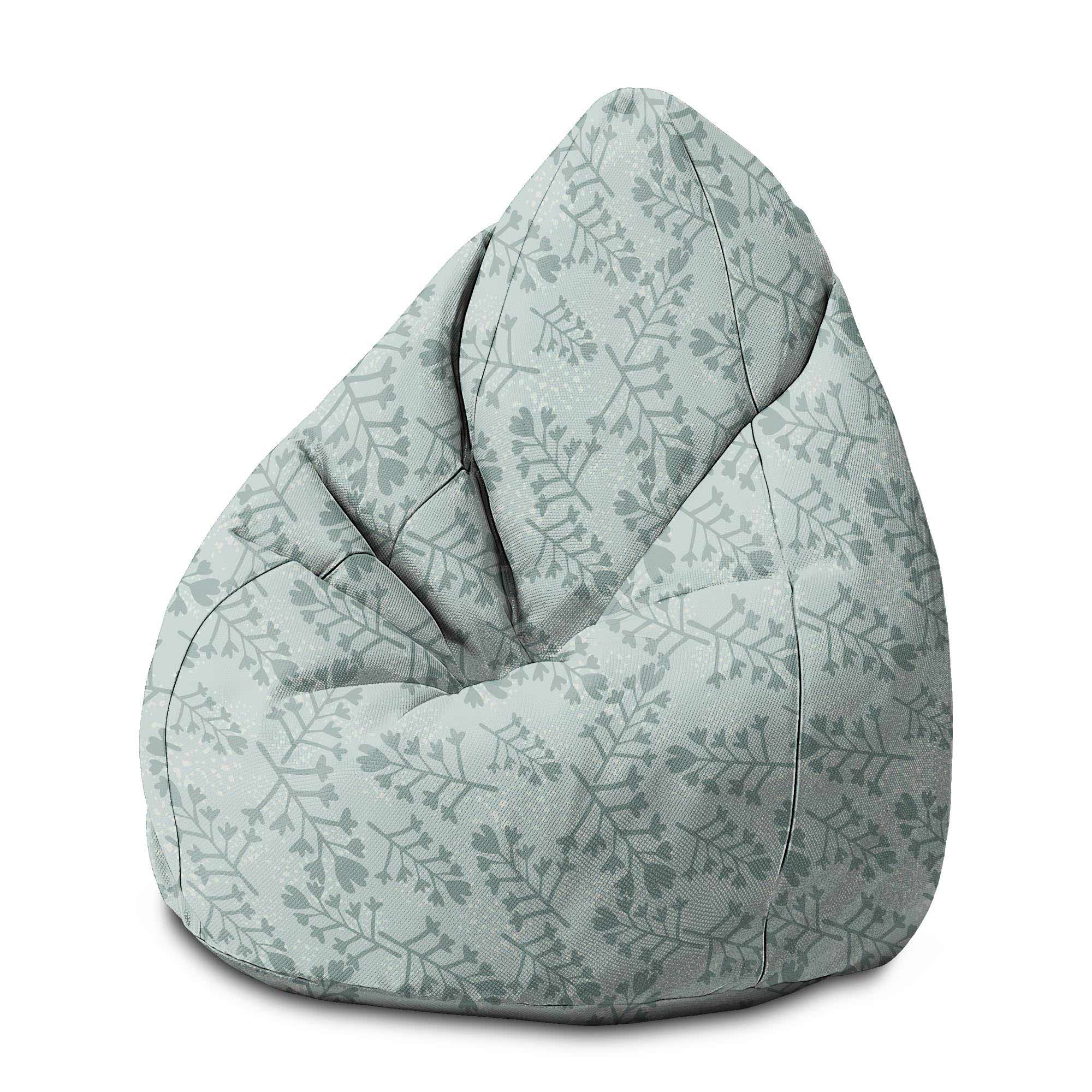 Puf Pearshape Flowers and Branches Pattern-M-Velvet