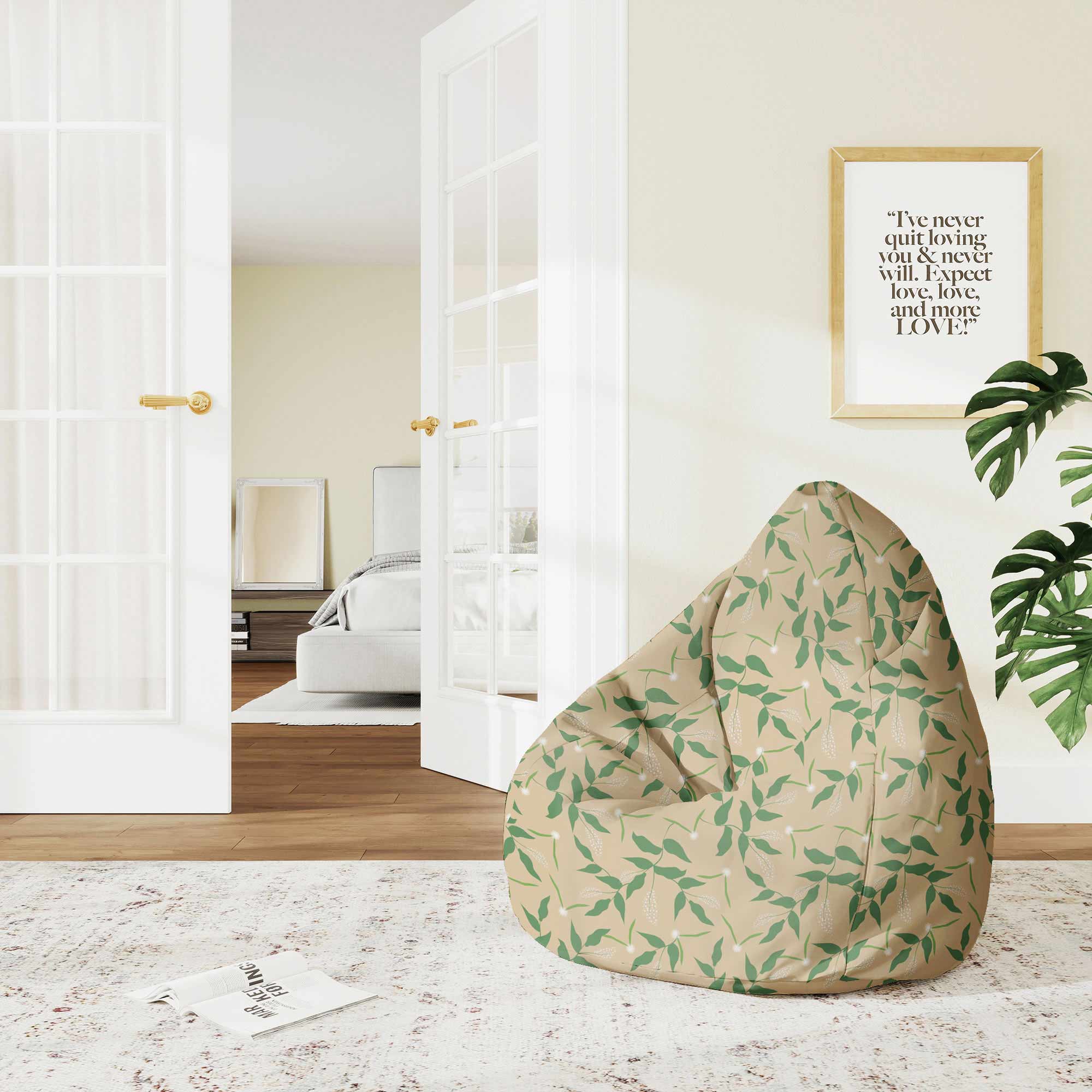 Puf Pearshape Fresh Spring Leaves-M-Velvet