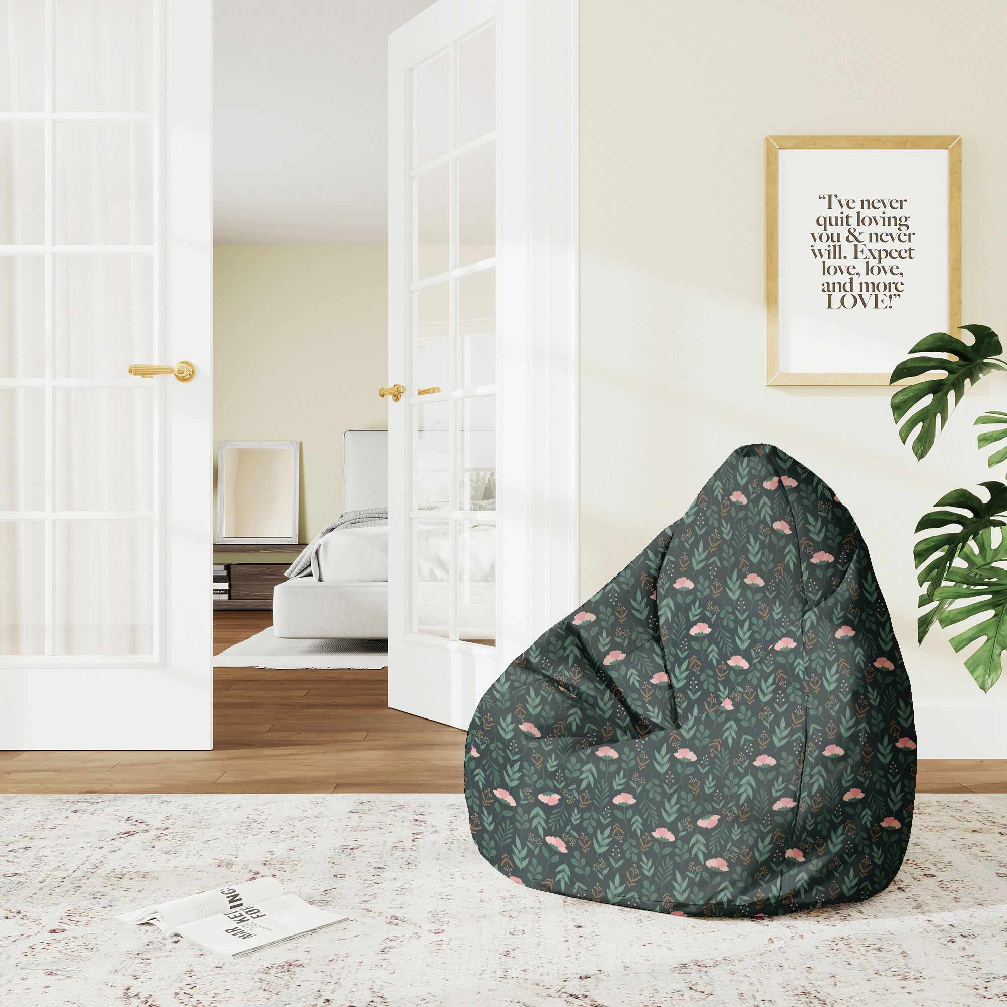 Puf Pearshape Garden Leaves-M-Velvet