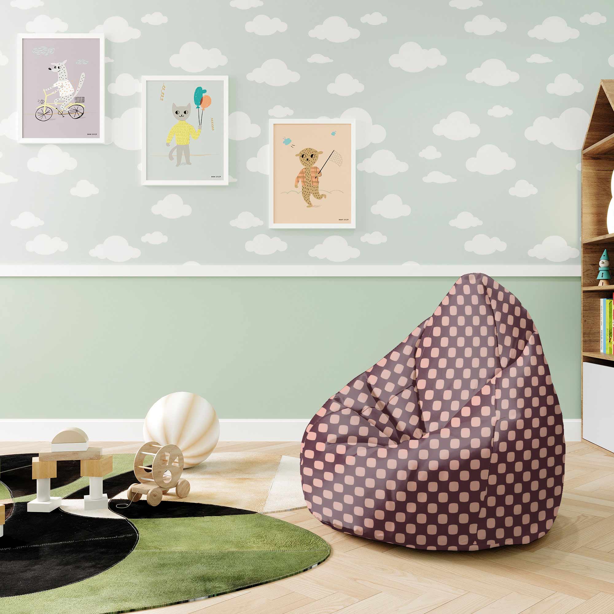 Puf Pearshape Geometric Squares-S-Velvet
