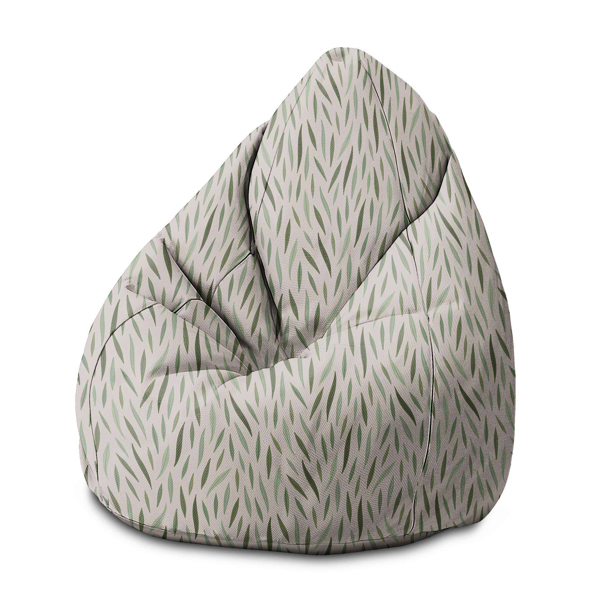 Puf Pearshape Green Leaves Pattern-M-Velvet