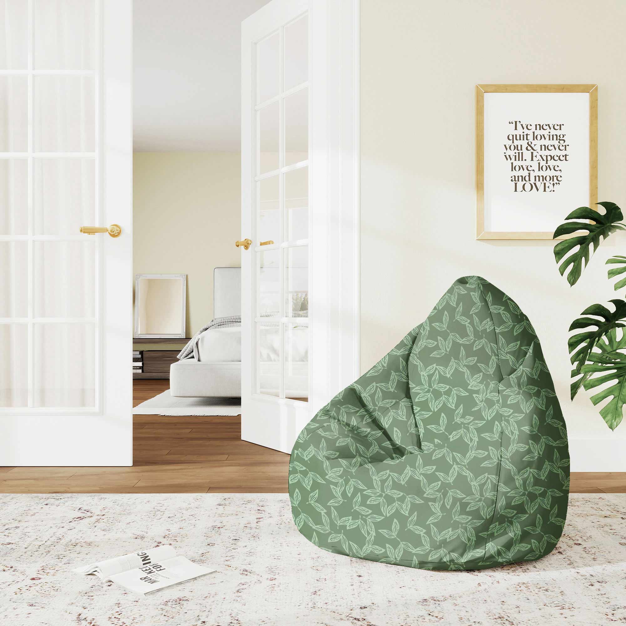 Puf Pearshape Herbal Leaves Pattern-M-Oxford