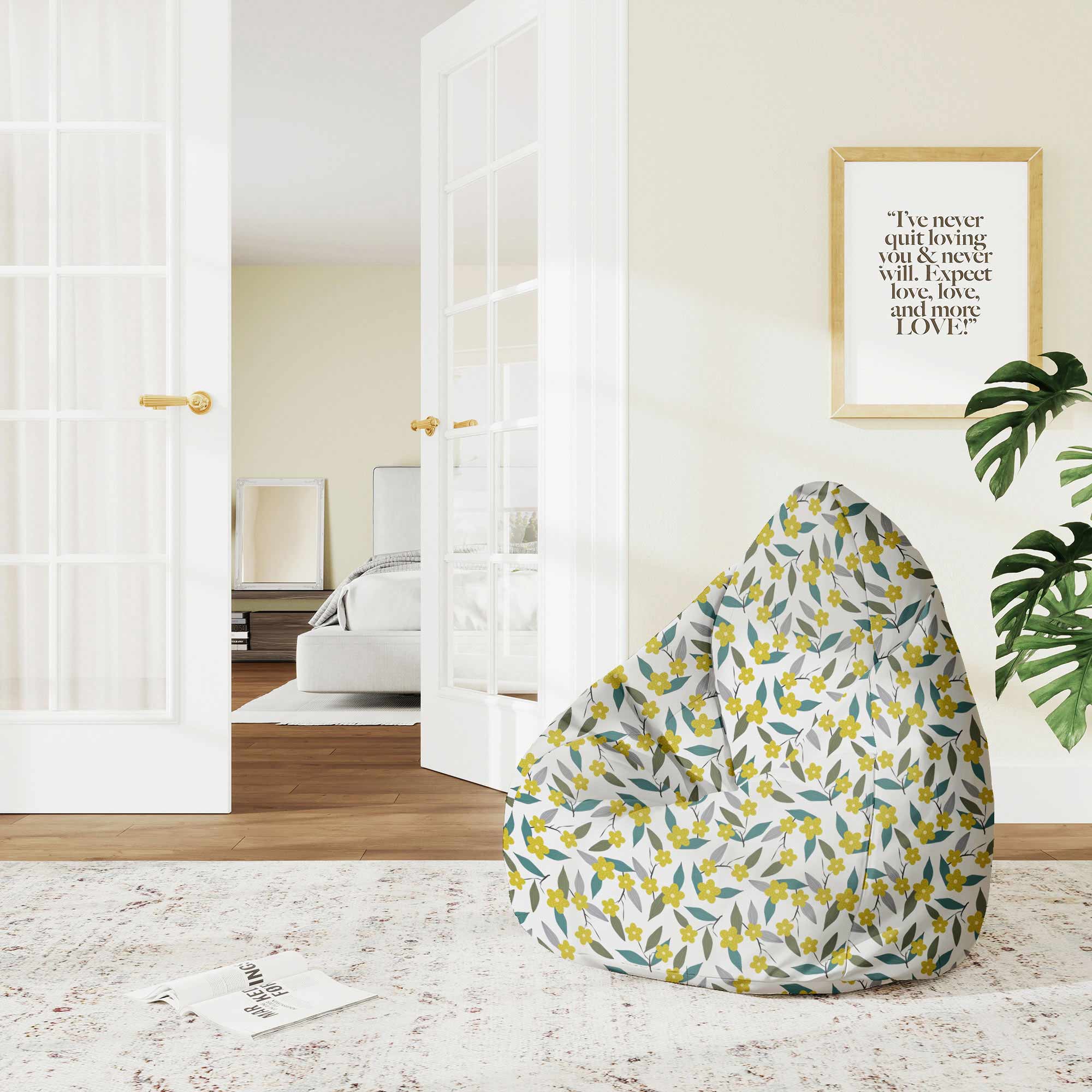 Puf Pearshape Lemon Flowers-M-Oxford