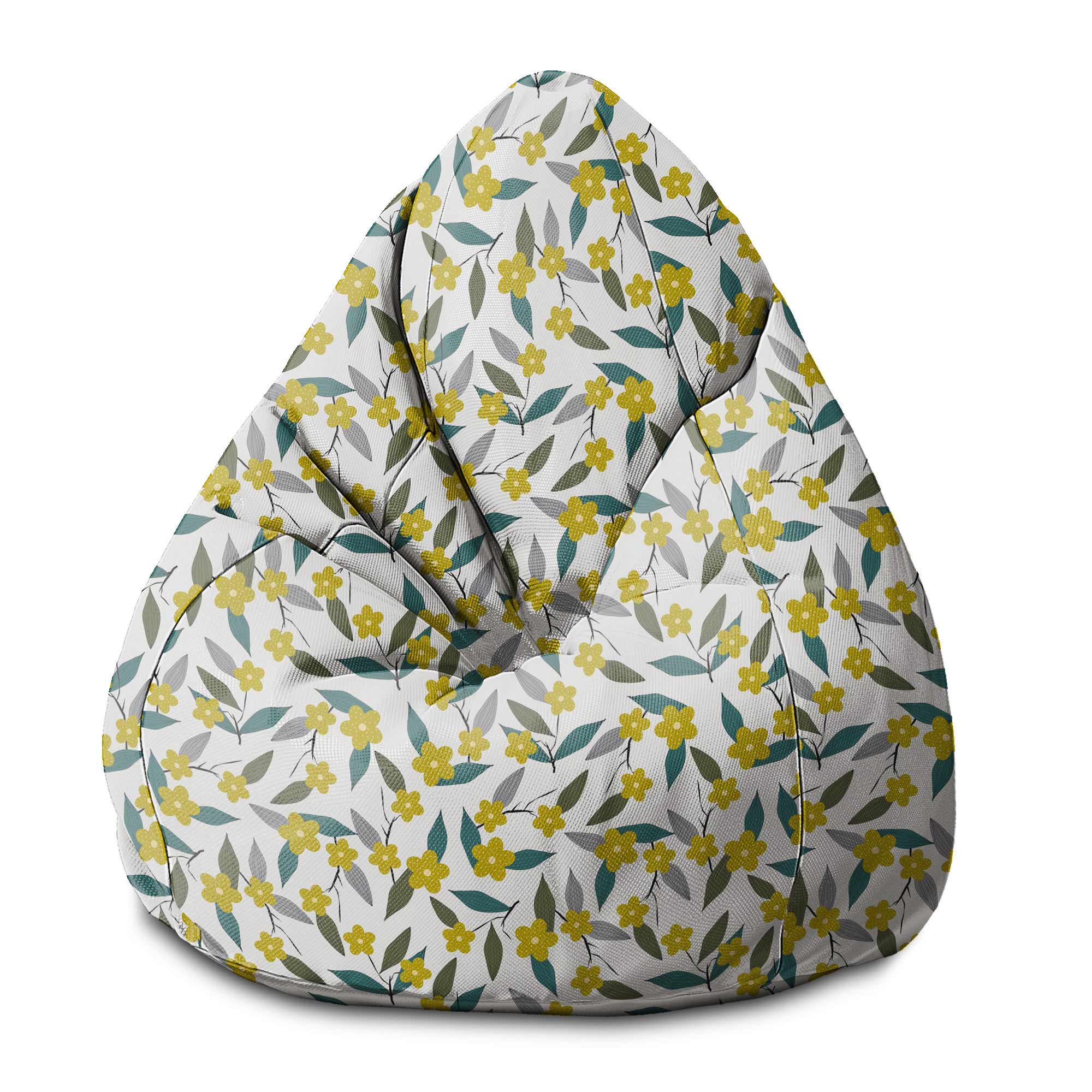 Puf Pearshape Lemon Flowers-S-Velvet