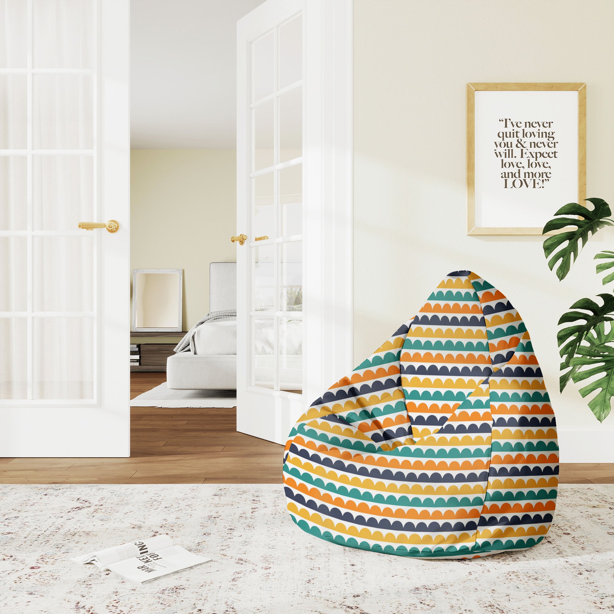 Pearshape Pouf Abstract Half Dots-M-Oxford