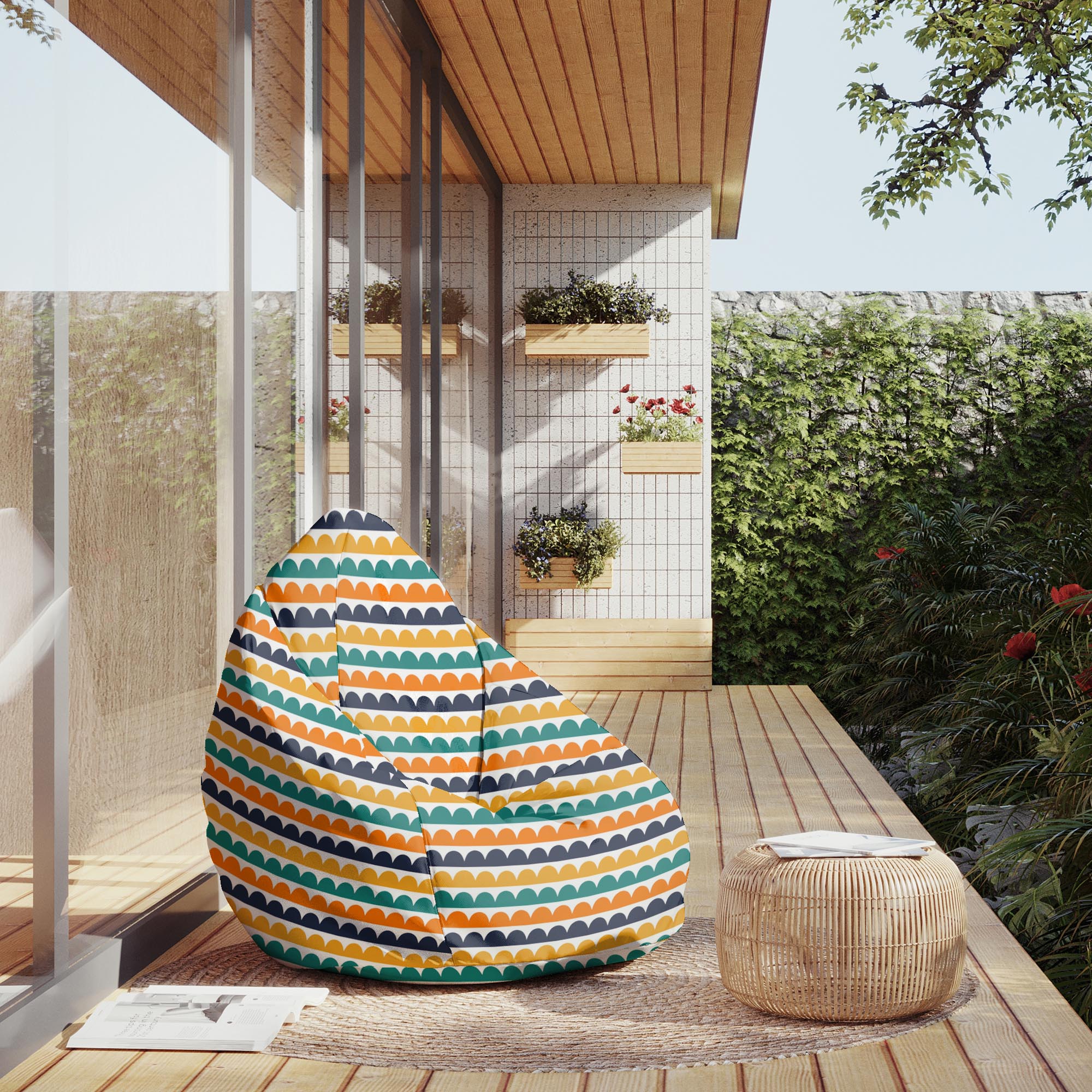 Pearshape Pouf Abstract Half Dots-M-Oxford
