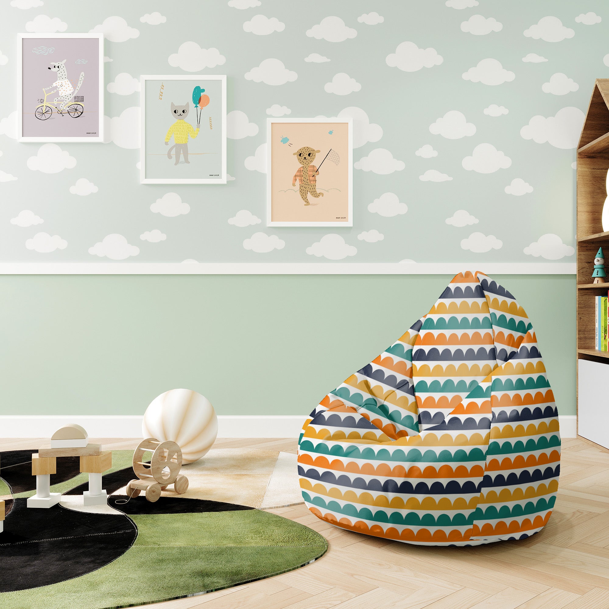 Pearshape Pouf Abstract Half Dots-S-Velvet