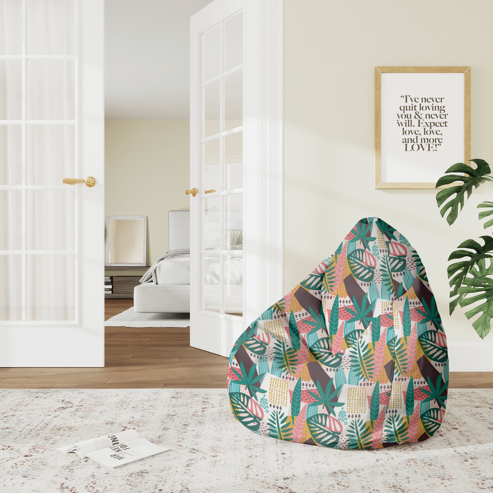 Puf Pearshape Abstrakcyjna Monstera-M-Oxford