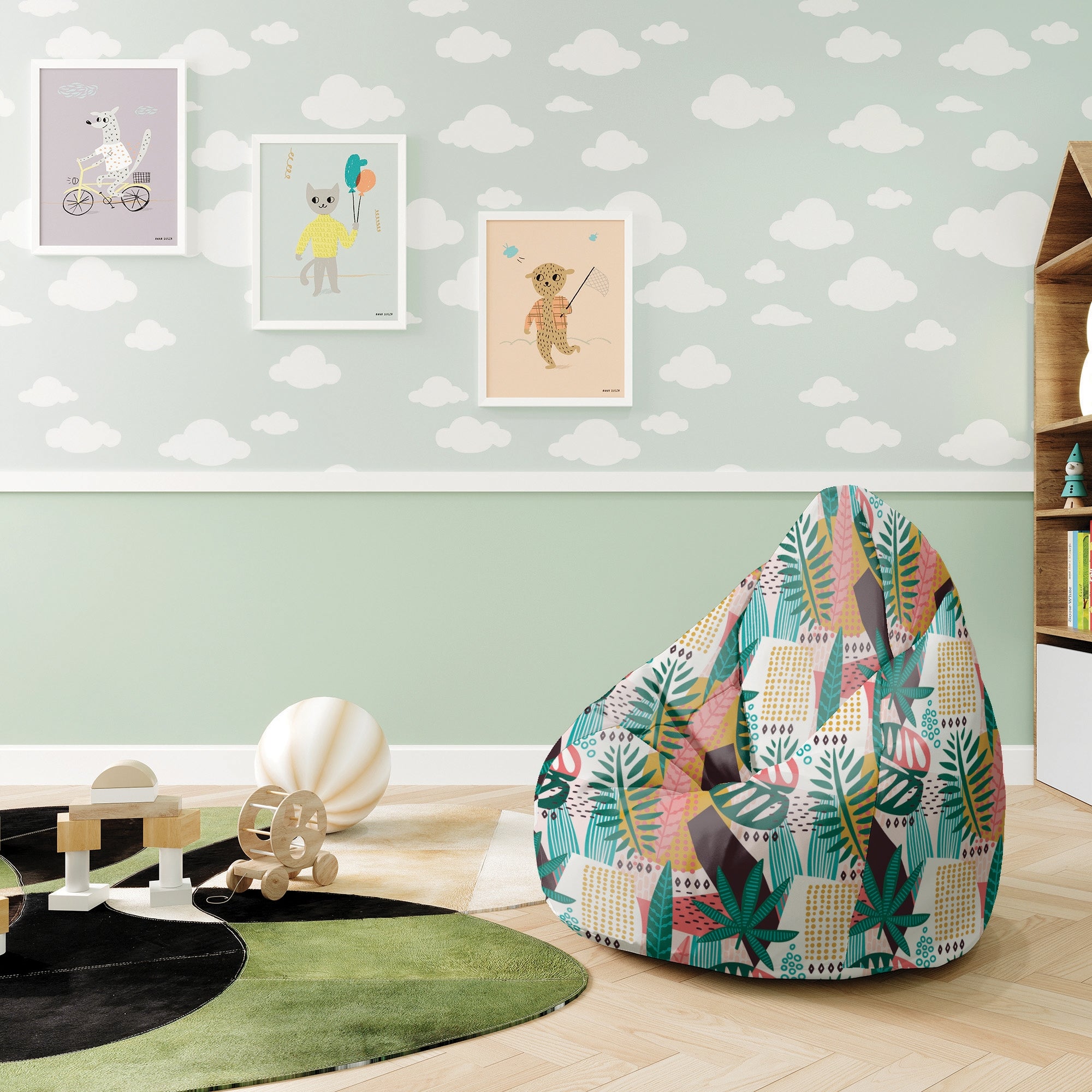 Puf Pearshape Abstrakcyjna Monstera-S-Oxford