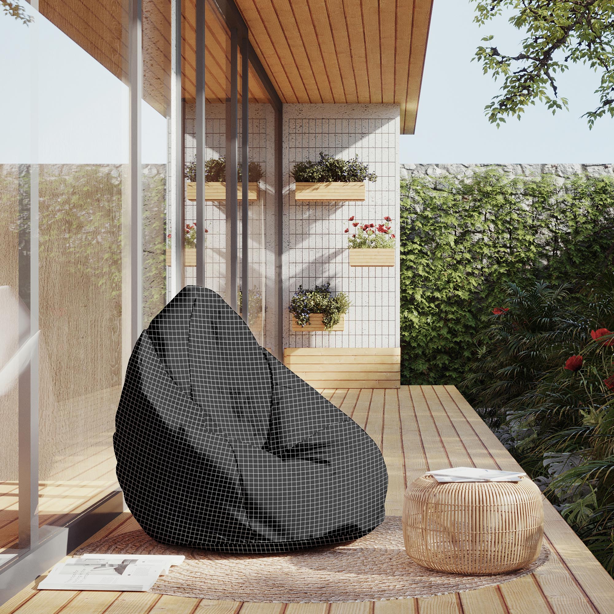 Pearshape Pouf Aesthetic Grid-M-Oxford