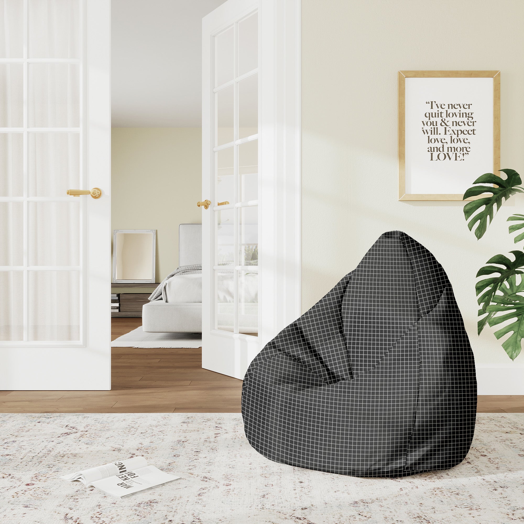 Pearshape Pouf Aesthetic Grid-M-Oxford