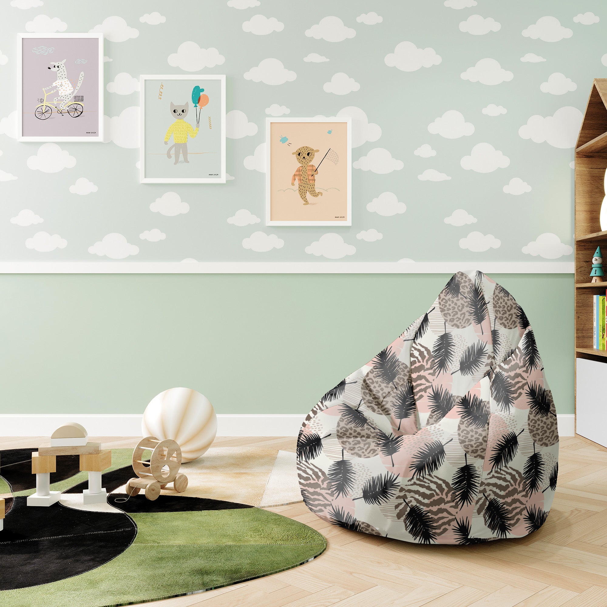 Puf Pearshape Animal and Tropical Geometric
