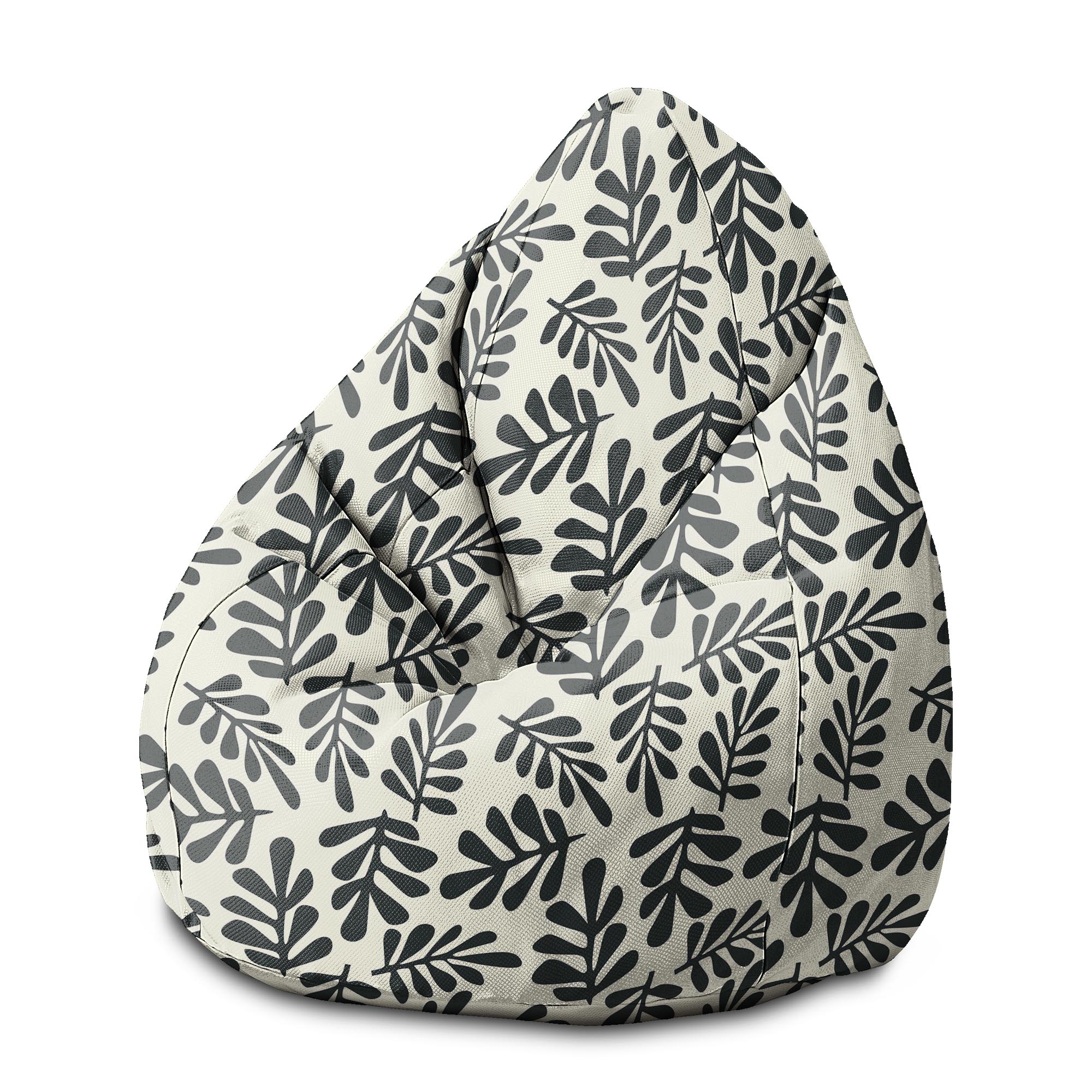 Pearshape Pouf Artistic Abstract Leaves-M-Velvet