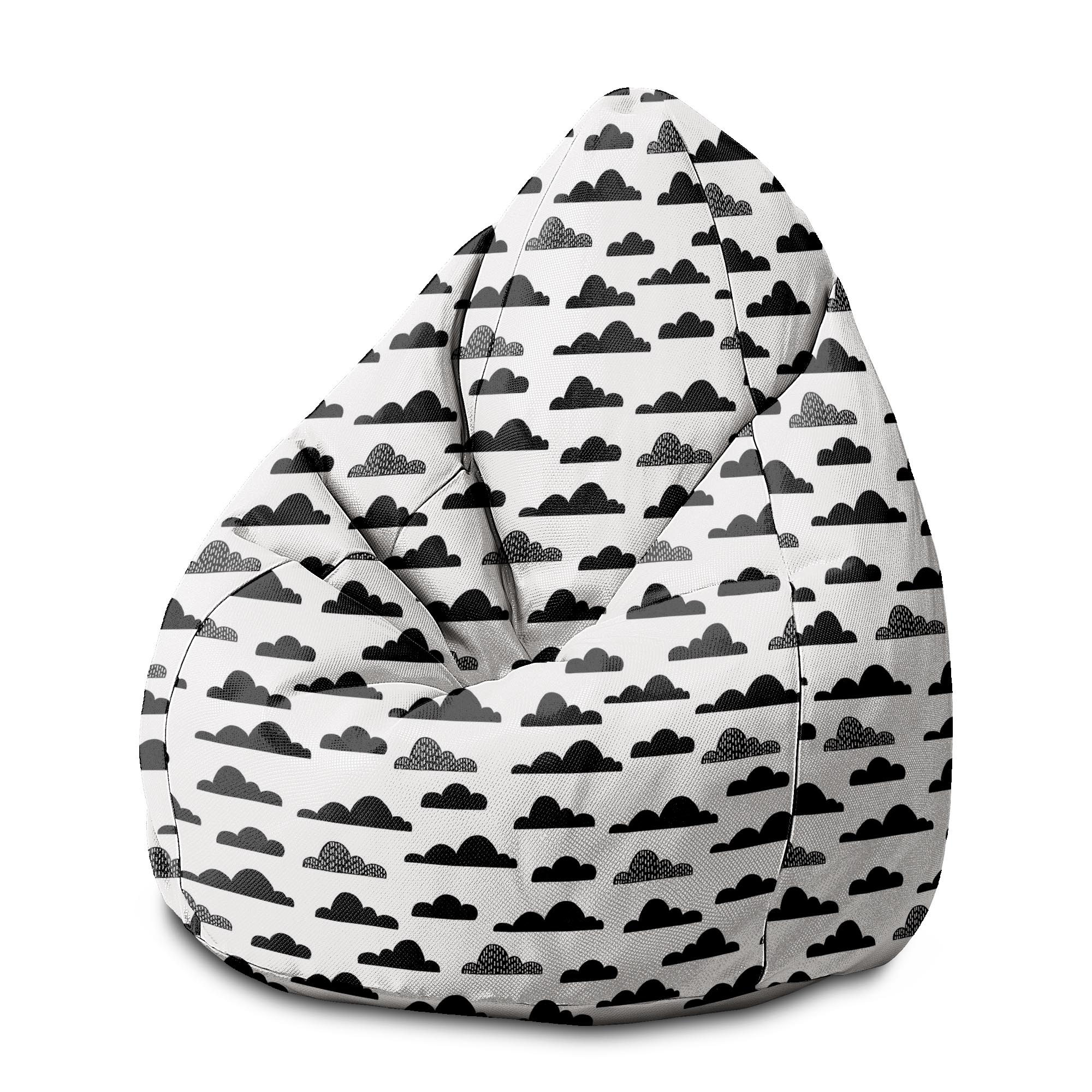 Puf Pearshape Black Clouds-M-Velvet