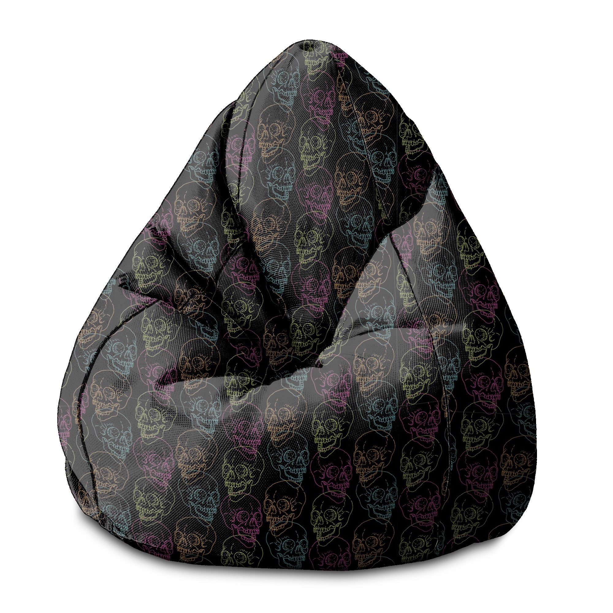 Puf Birnenform Schwarzer Totenkopf-S-Samt