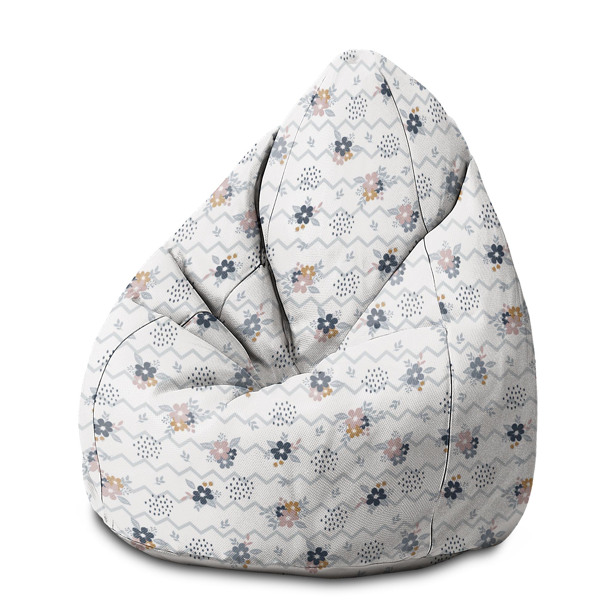 Puf Pearshape Chevron and Flowers-M-Oxford