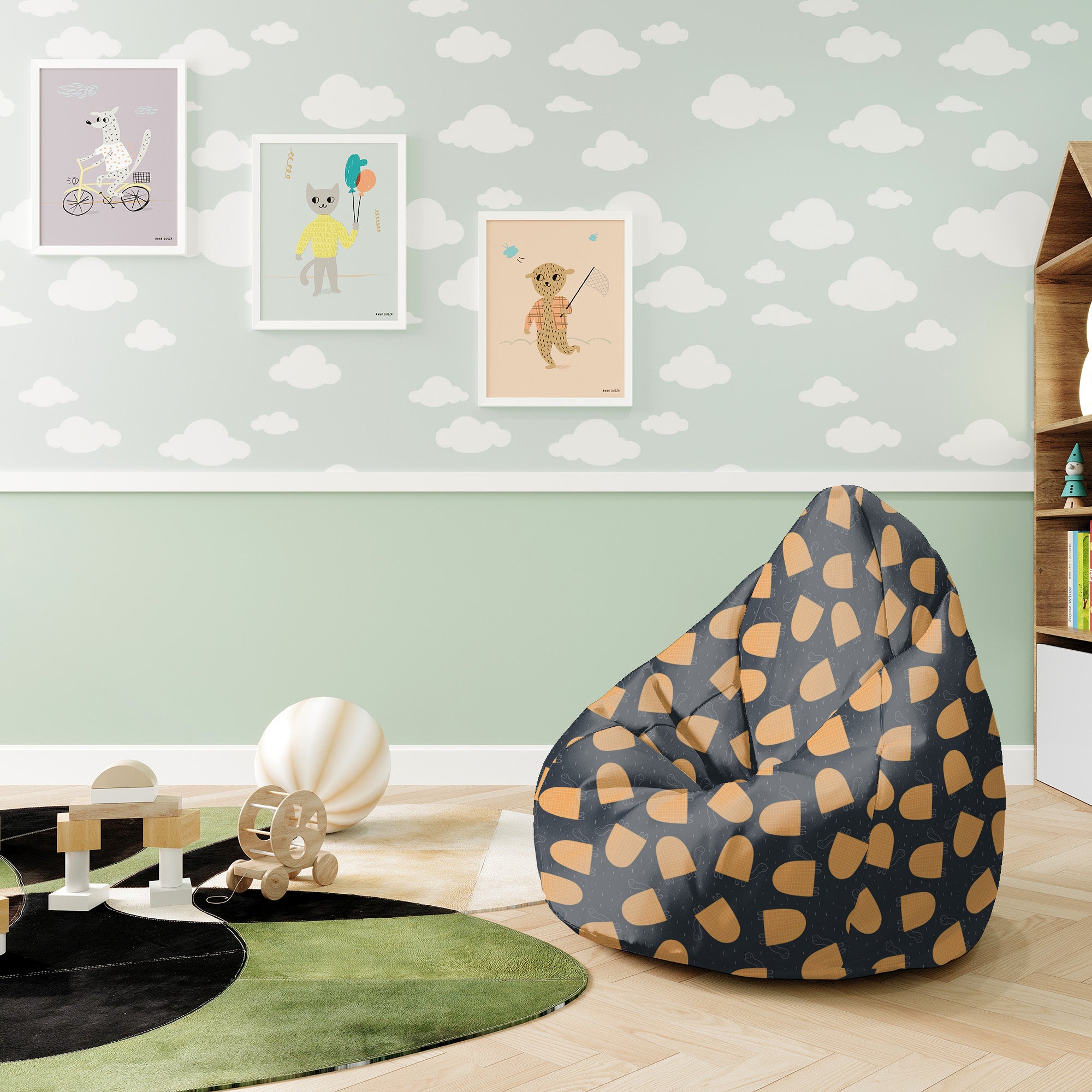 Puf Pearshape Chilling Turtles-S-Velvet