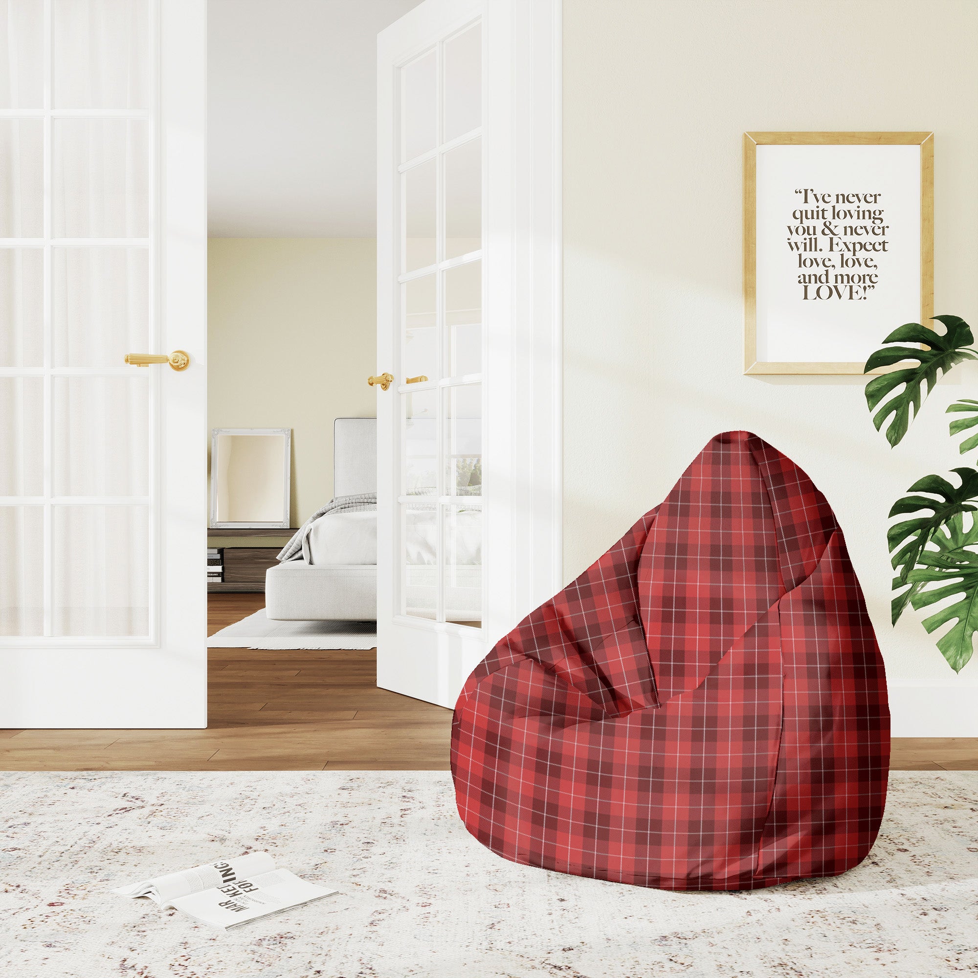 Puf Pearshape Christmas Red Checker-M-Velvet