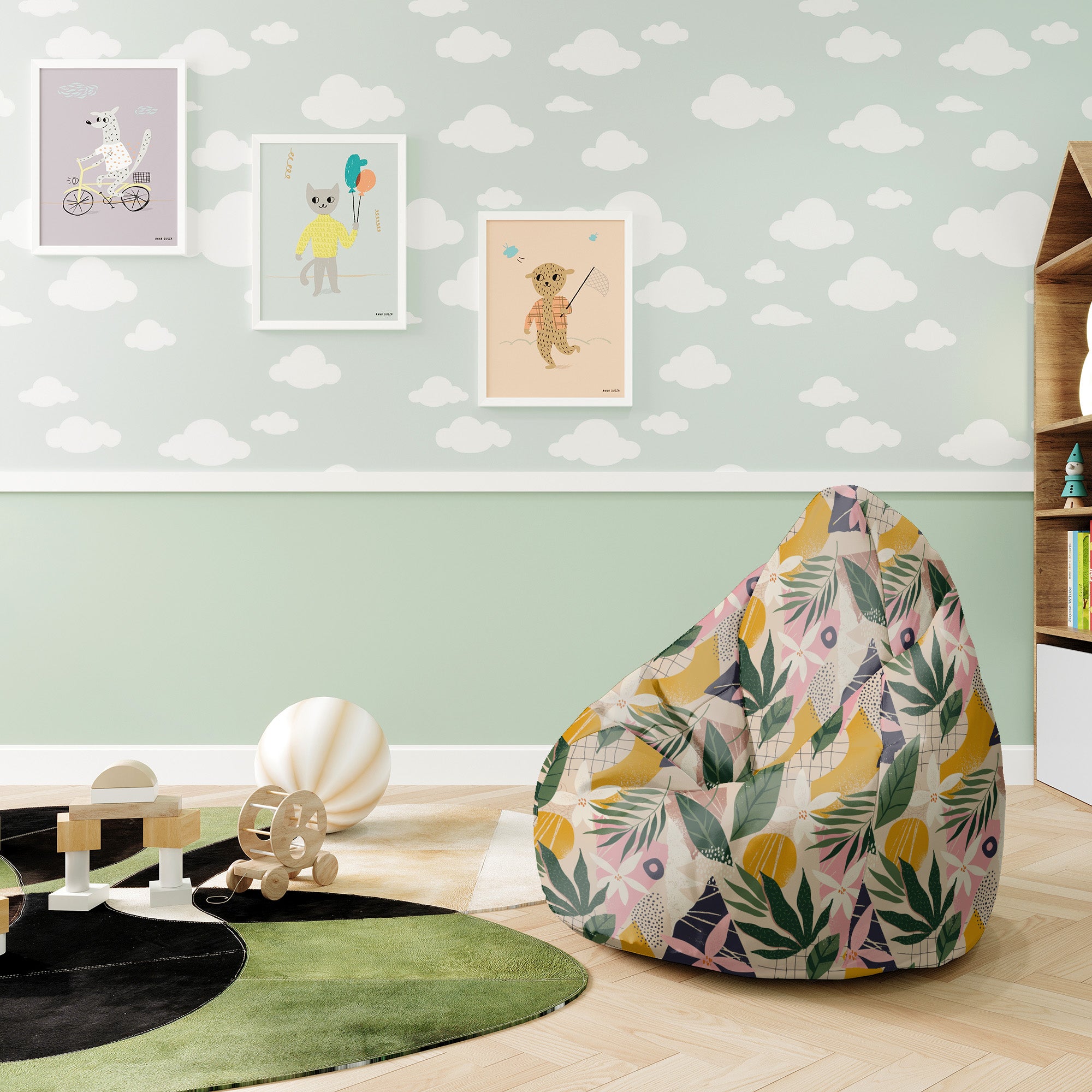 Puf Pearshape Collage Floral