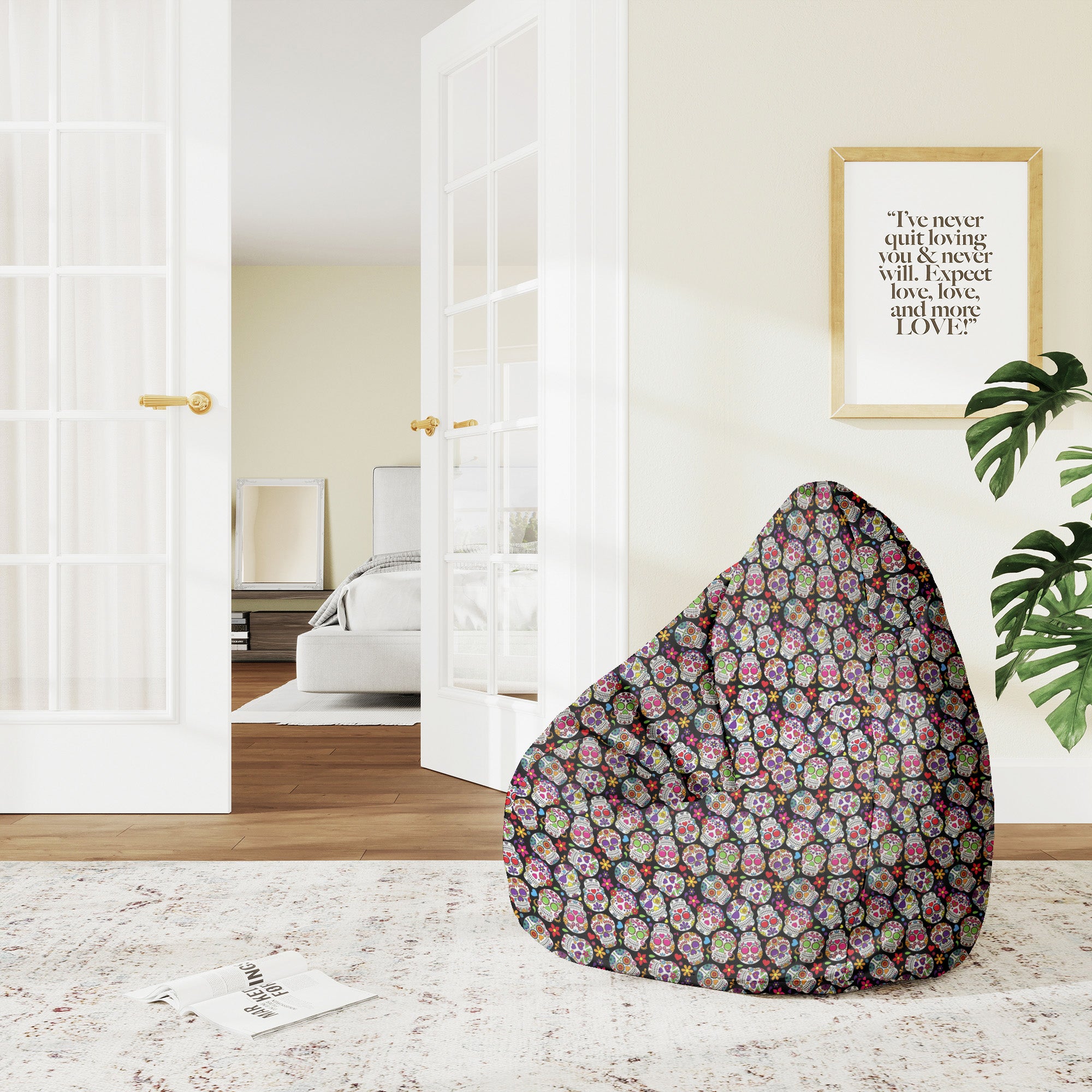 Puf Pearshape Colourful Skull-M-Oxford