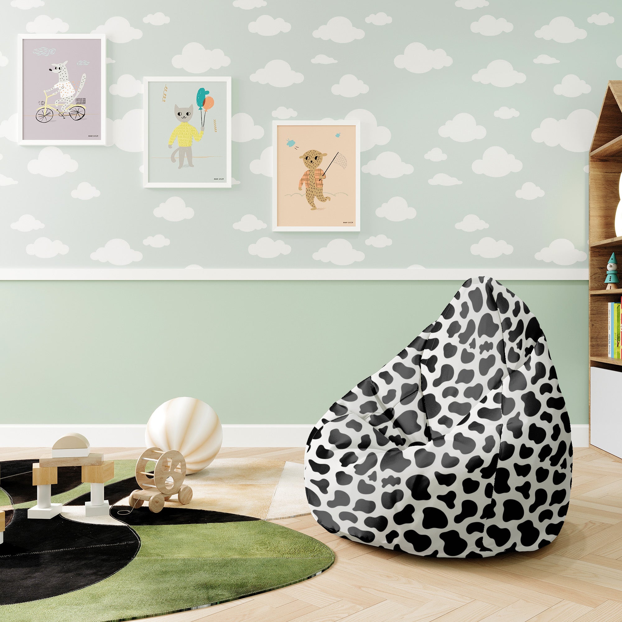 Puf Pearshape Cow Print-S-Oxford