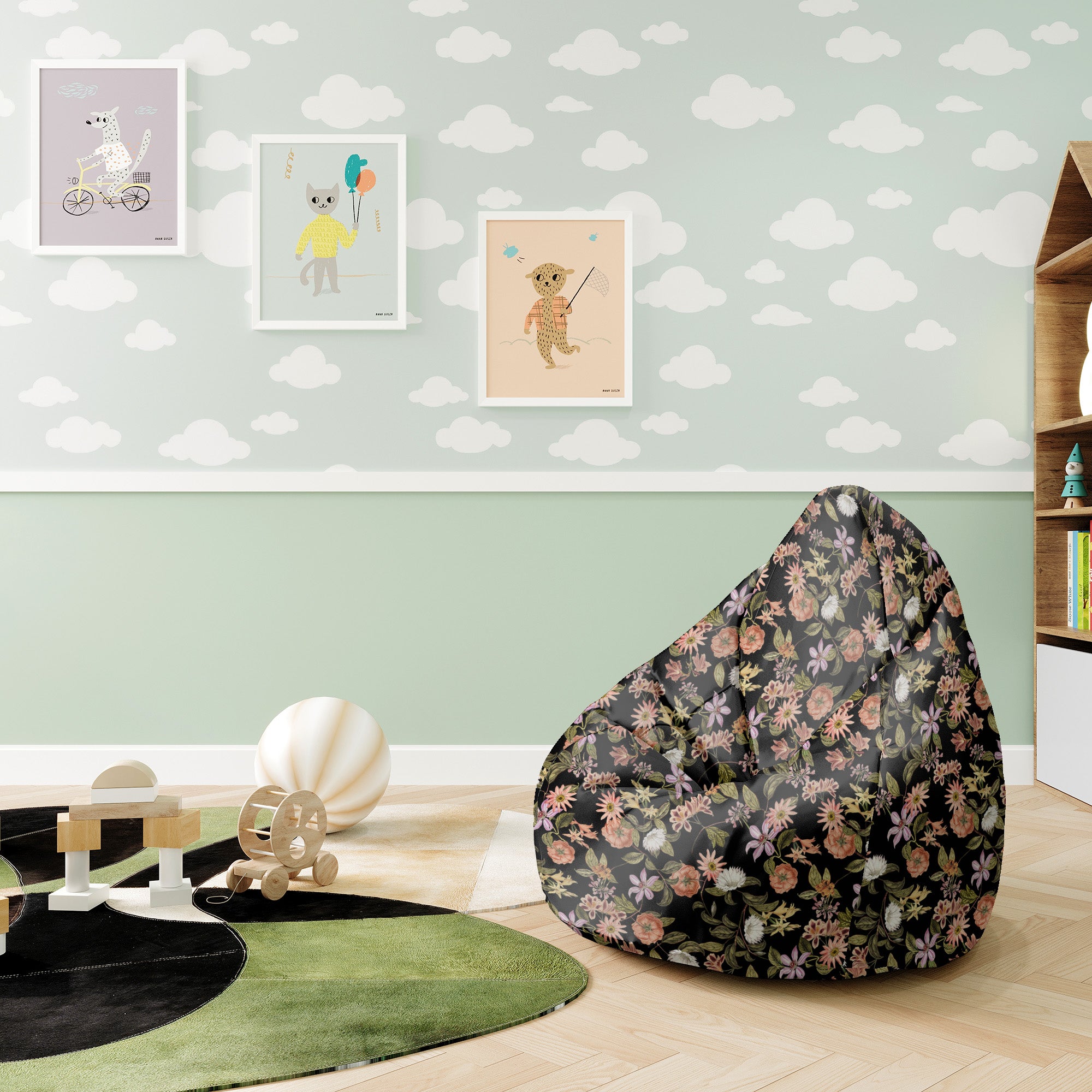 Puf Pearshape Dark Jungle-S-Velvet