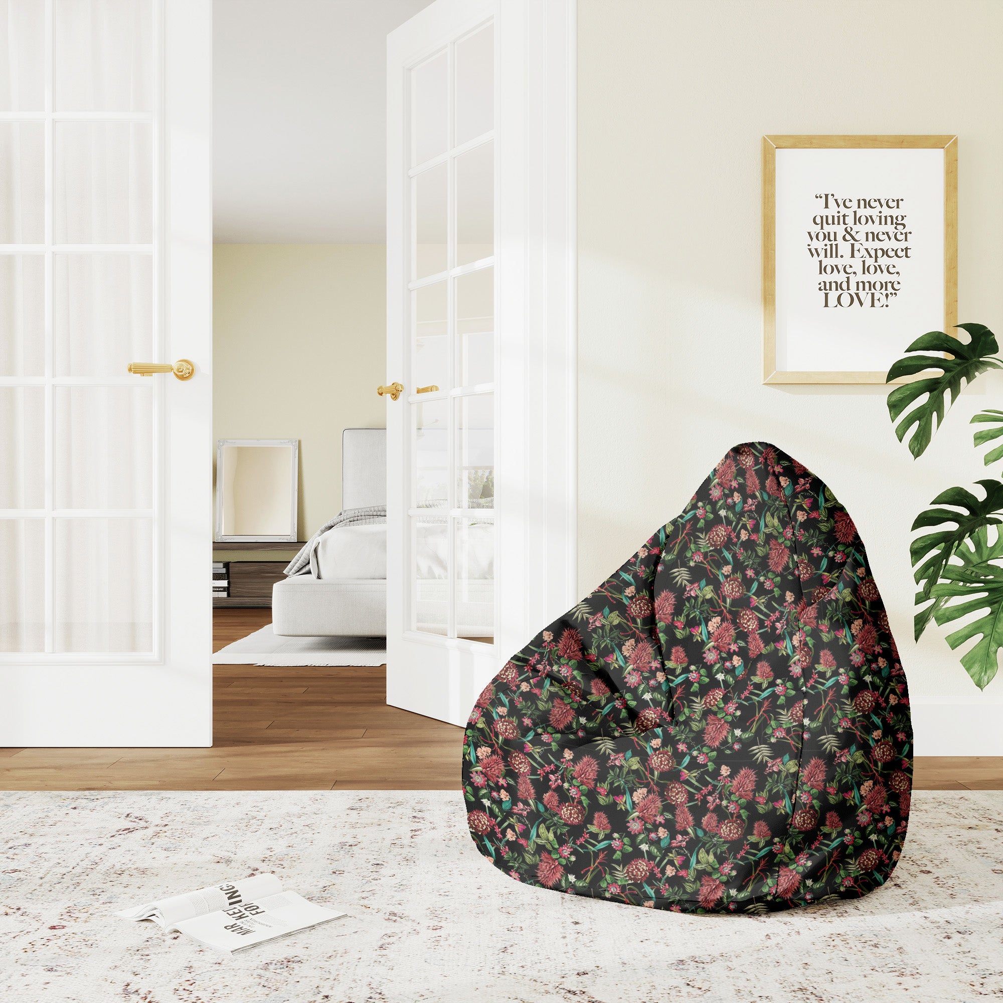 Pearshape Pouf Dark Jungle Red-M-Oxford