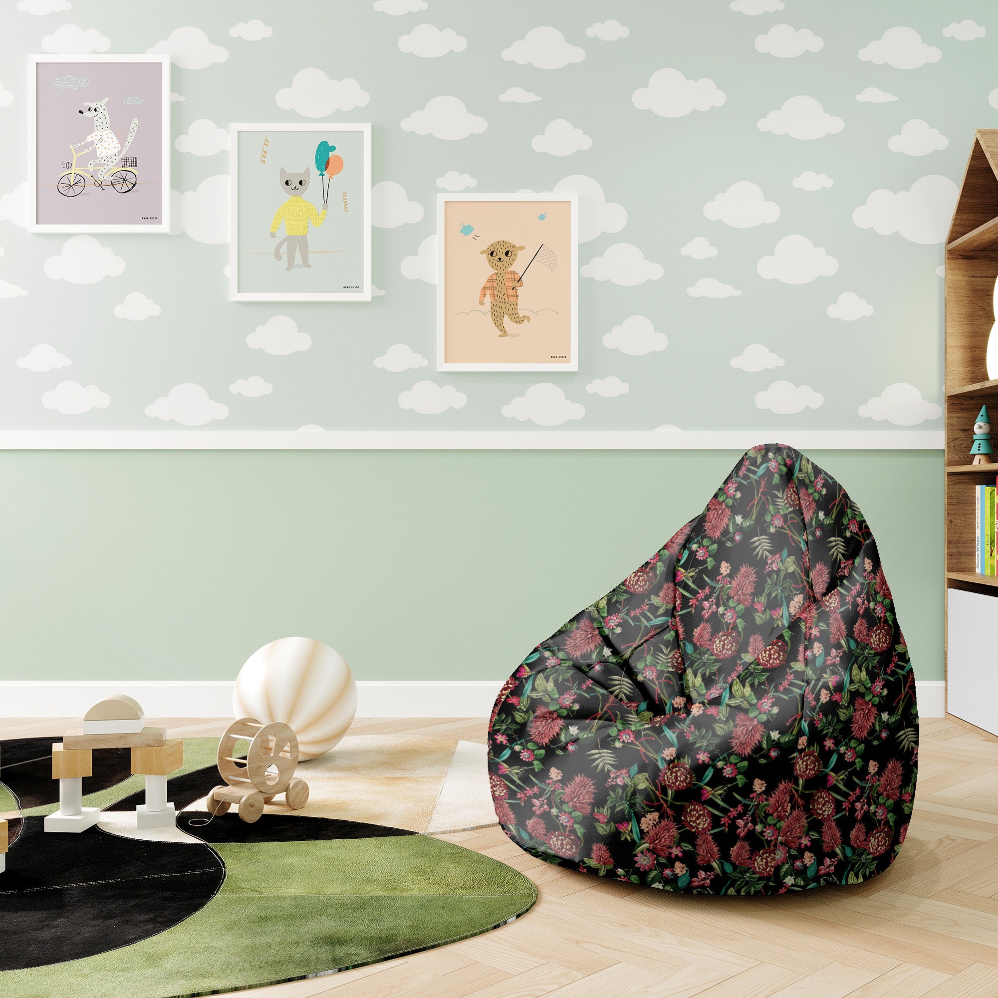 Puf Pearshape Dark Jungle Red-S-Velvet