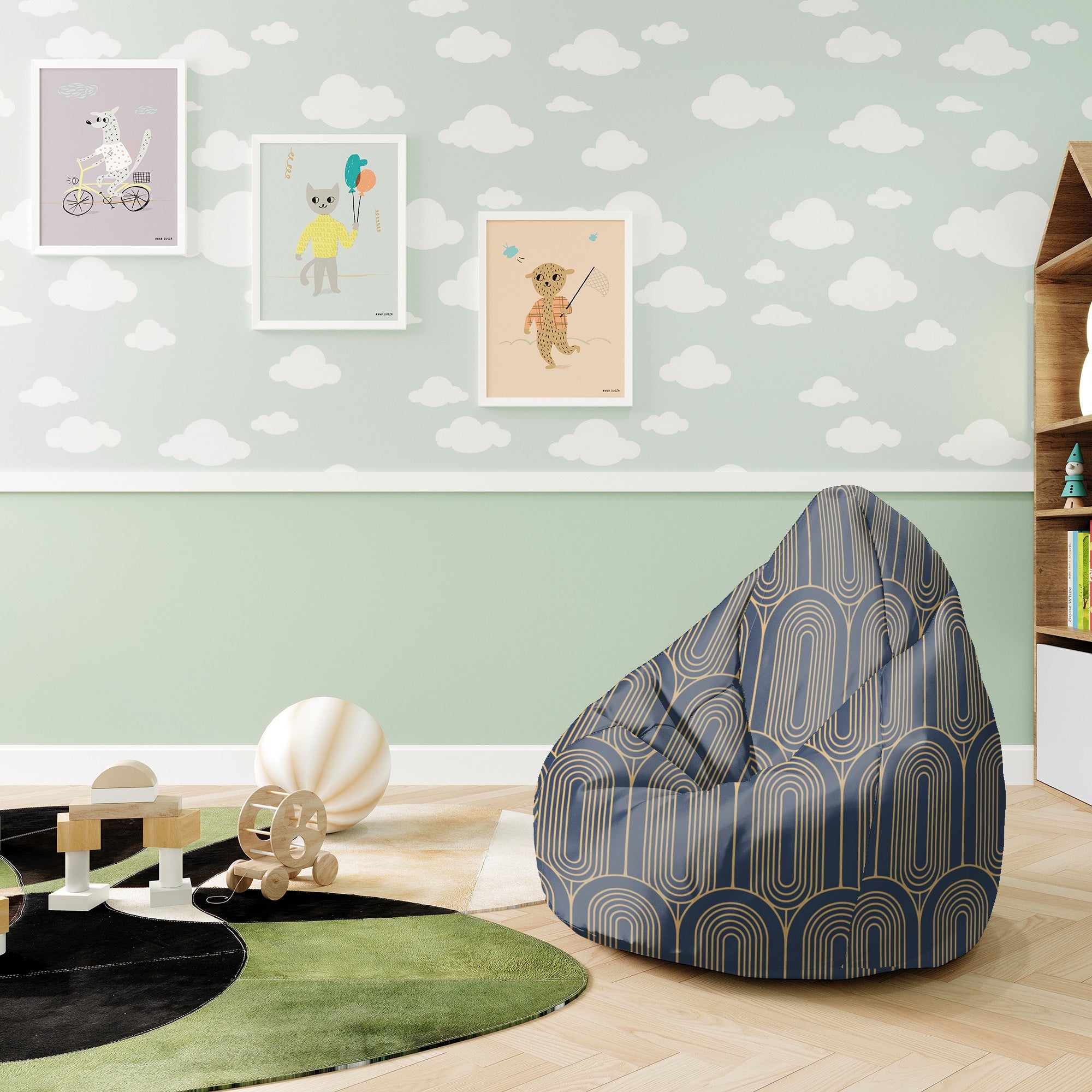 Puf Pearshape Deco Pattern-S-Velvet