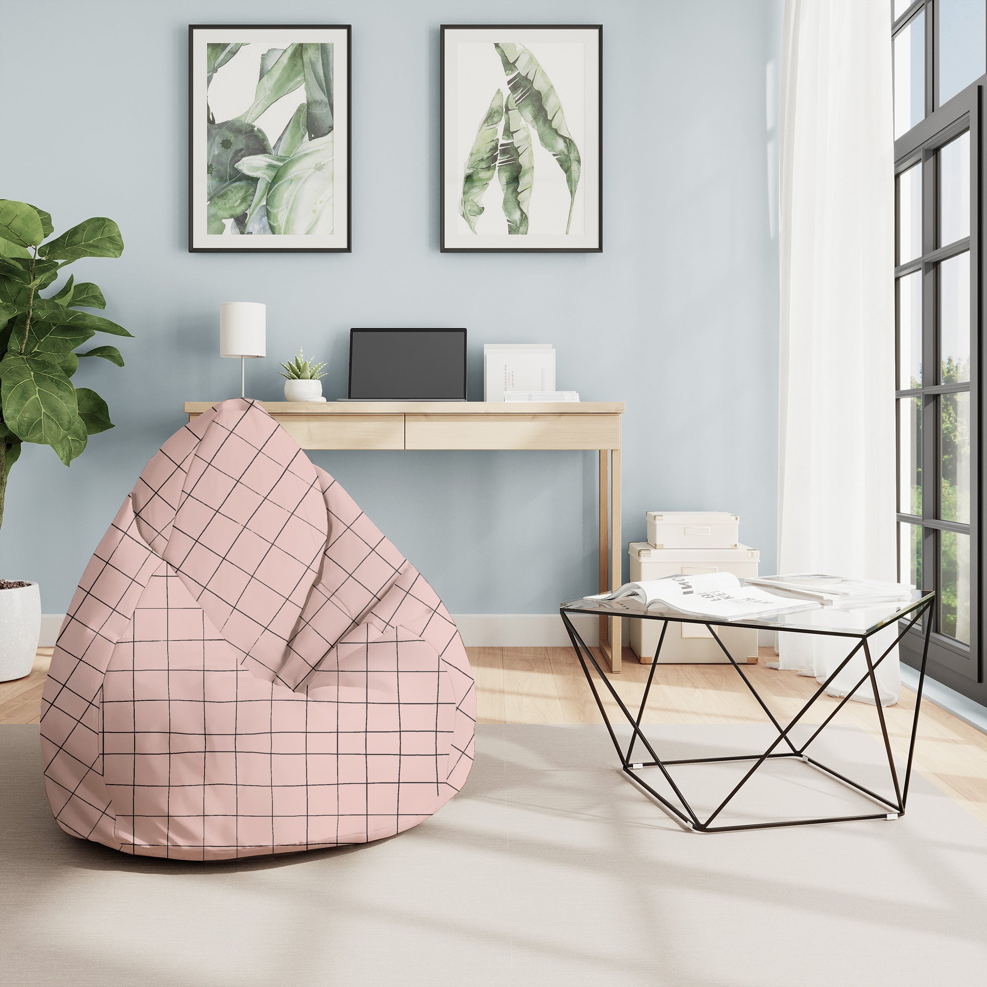 Pearshape Pouf Distorted Pink-M-Oxford