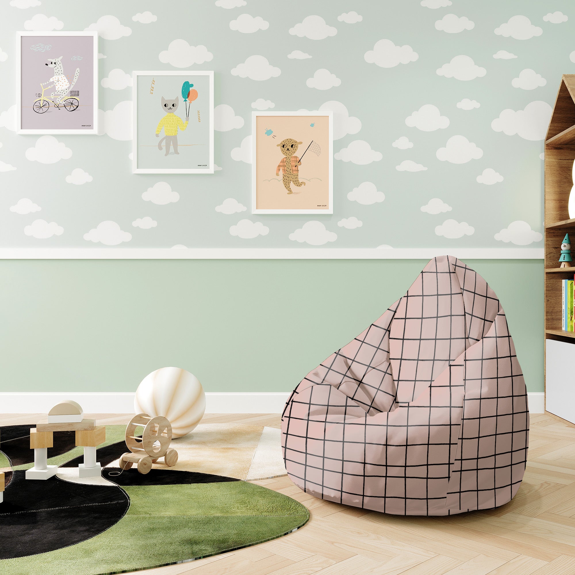Puf Pearshape Distorted Pink-S-Oxford