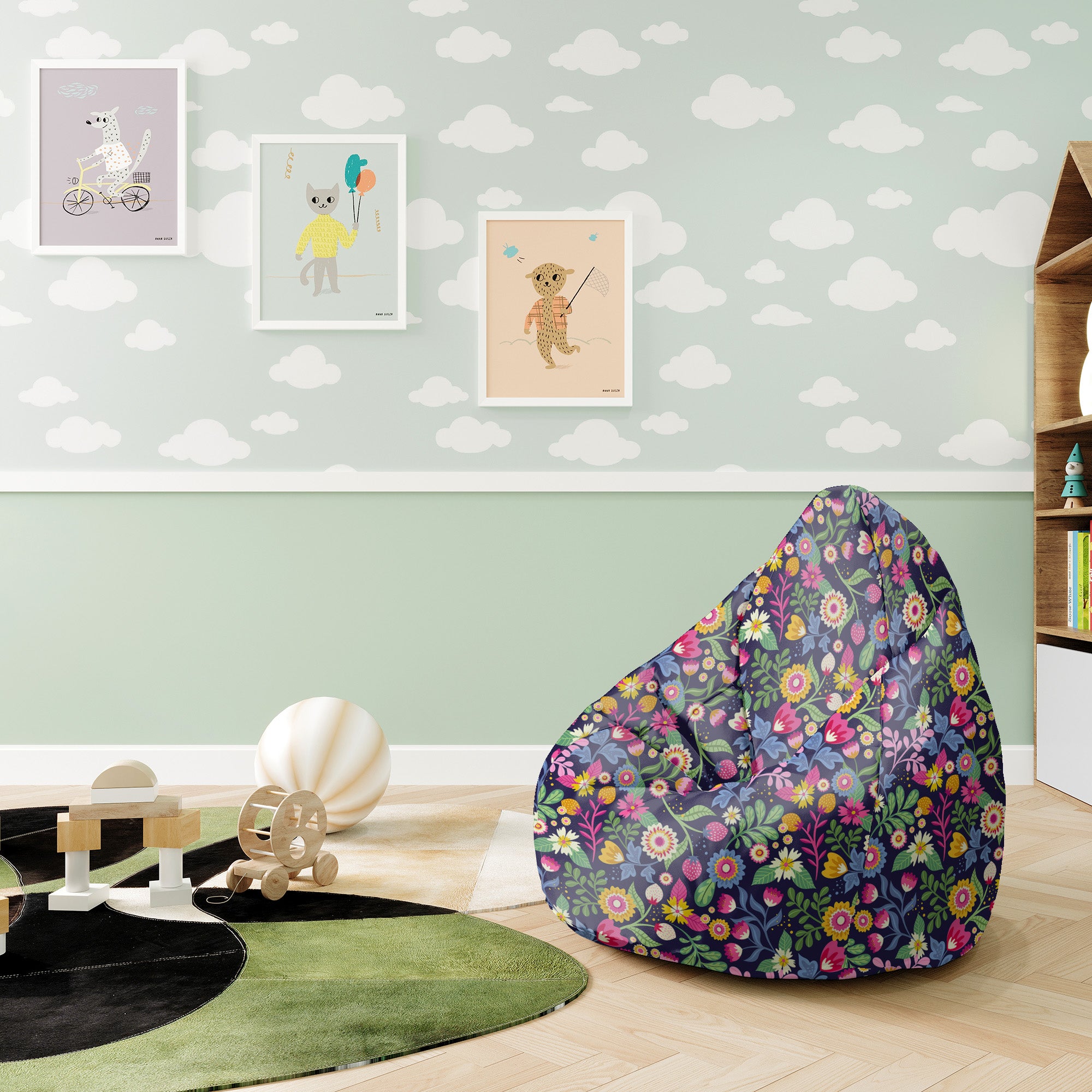 Puf Birnenform Exotisch Floral-S-Samt
