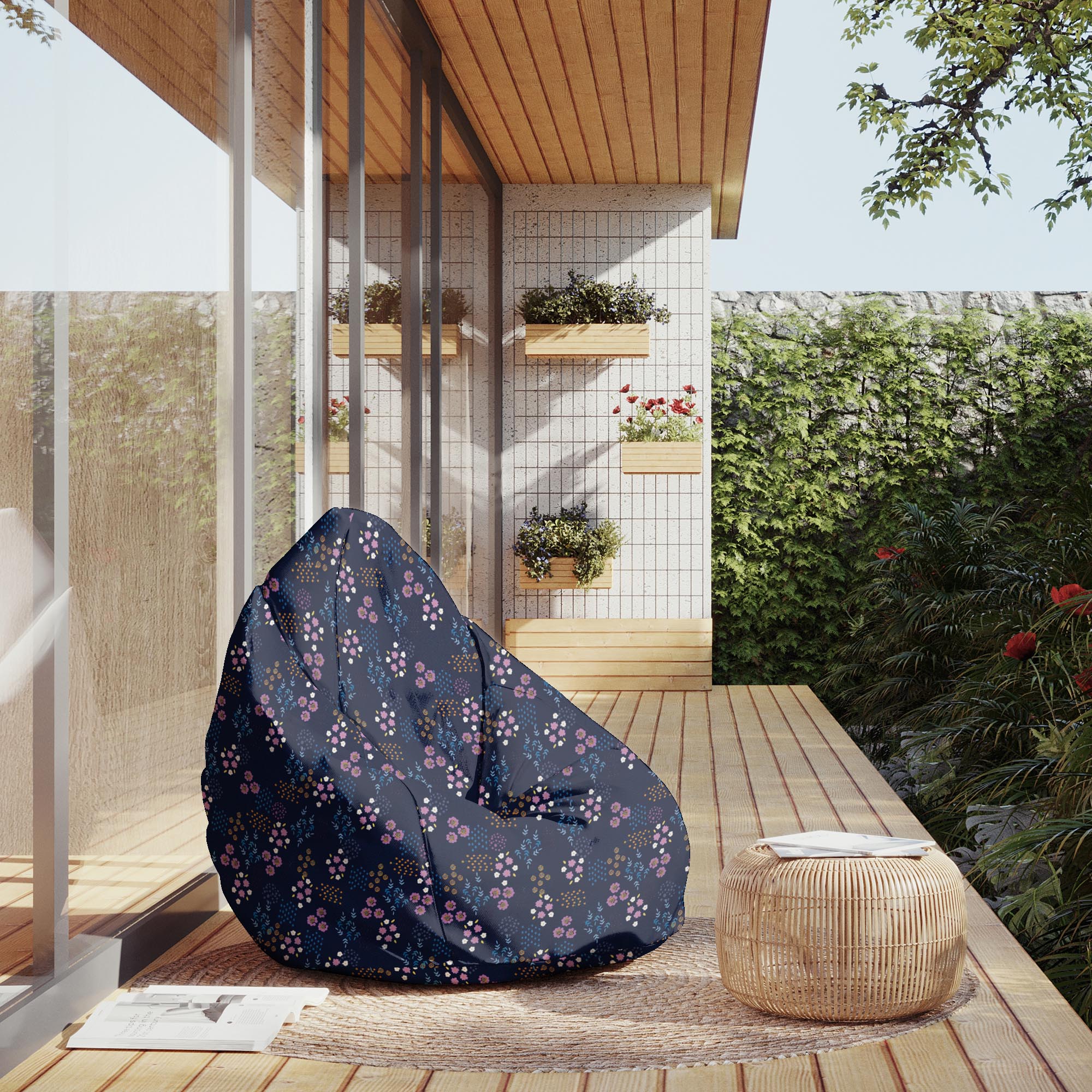 Puf Pearshape Geometric Flower-M-Oxford