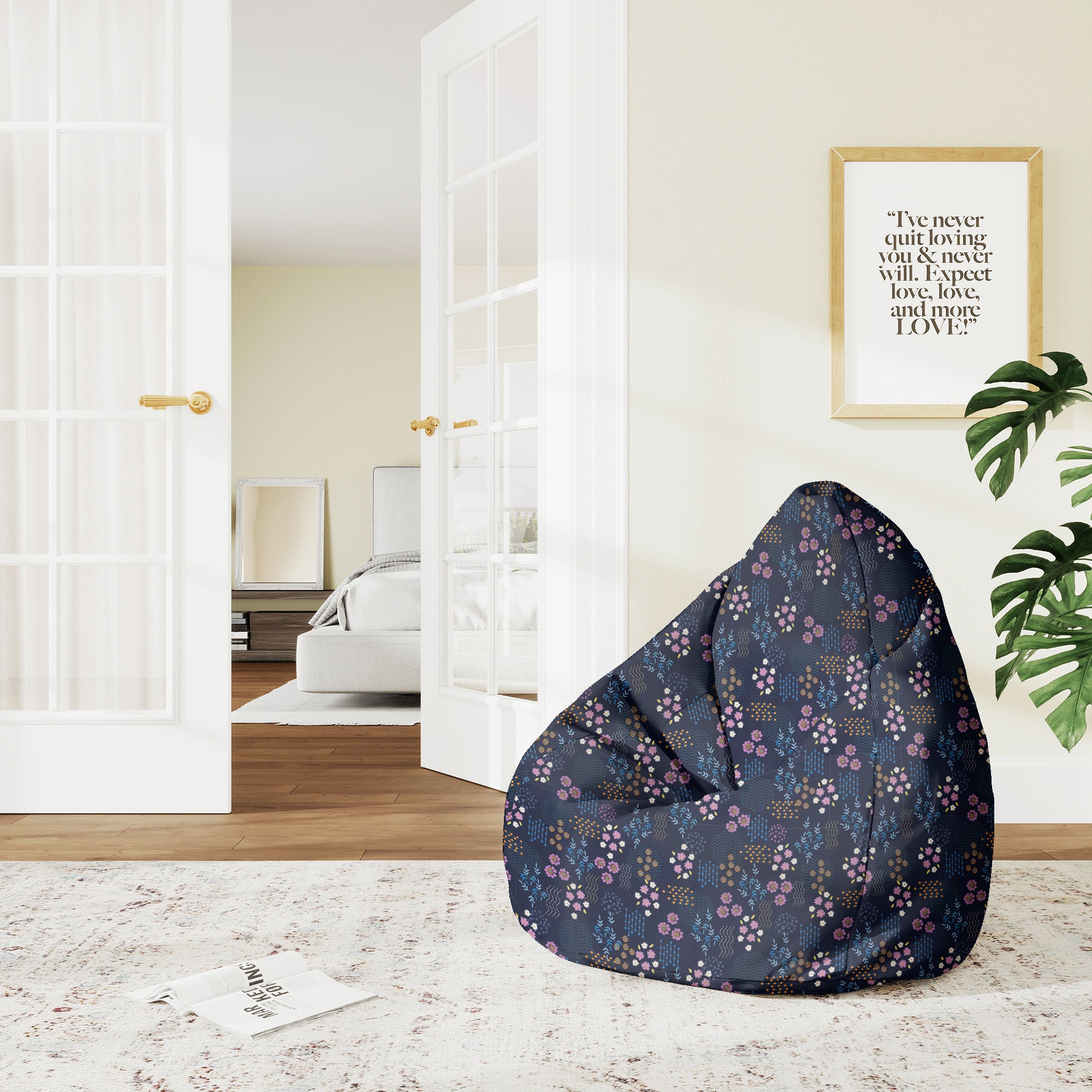 Pearshape Pouf Geometric Flower-M-Velvet