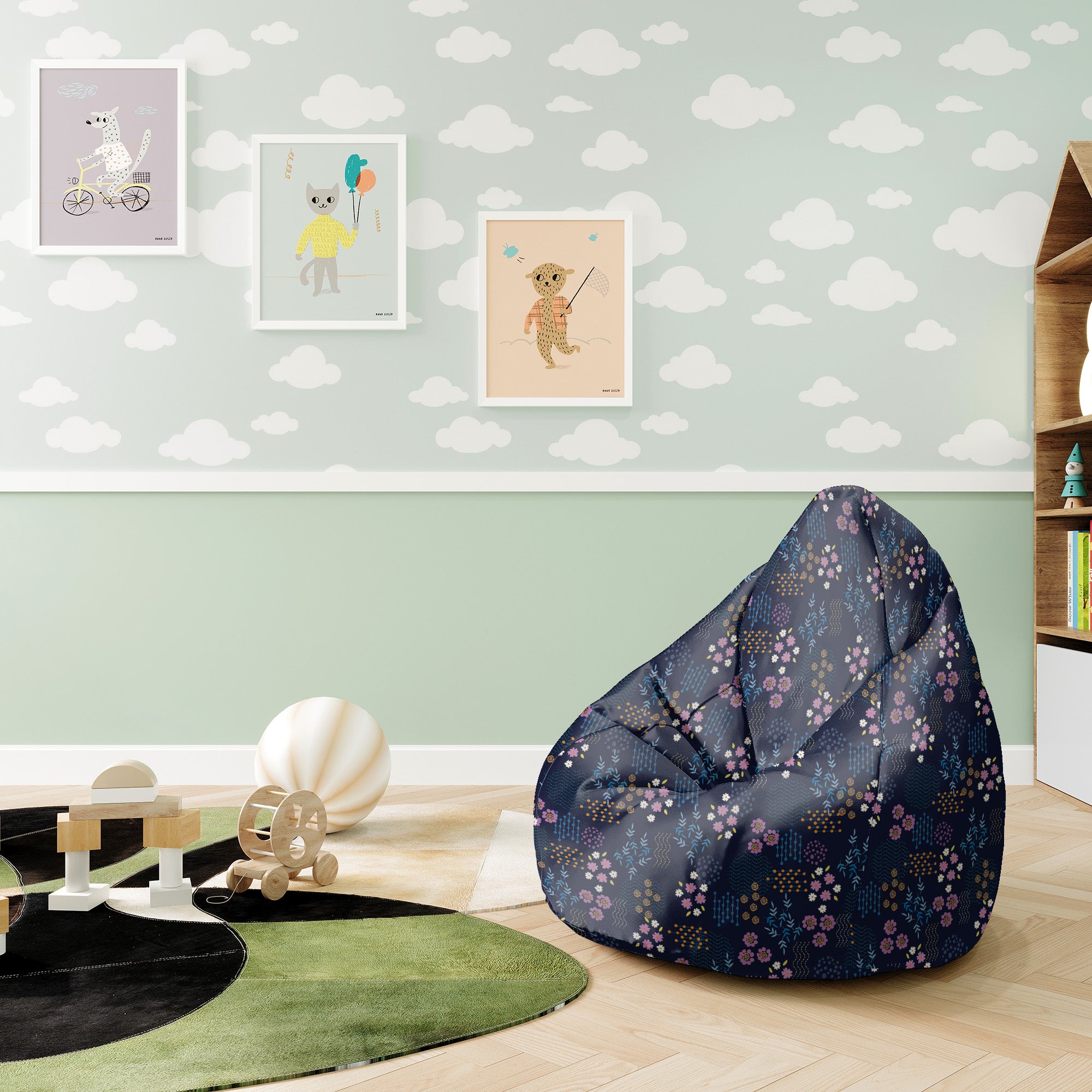 Puf Pearshape Geometric Flower-S-Oxford