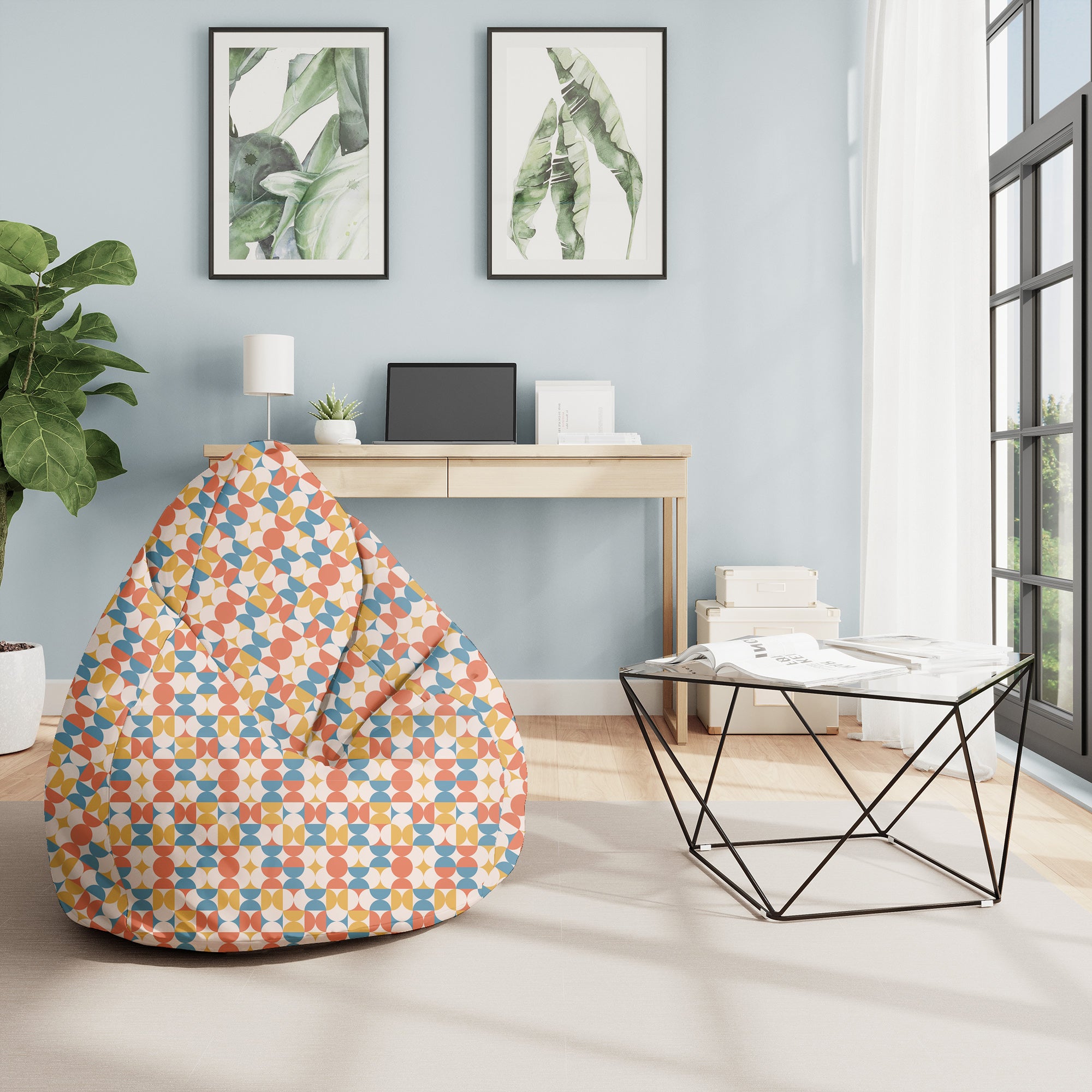 Puf Pearshape Geometric Retro-M-Oxford
