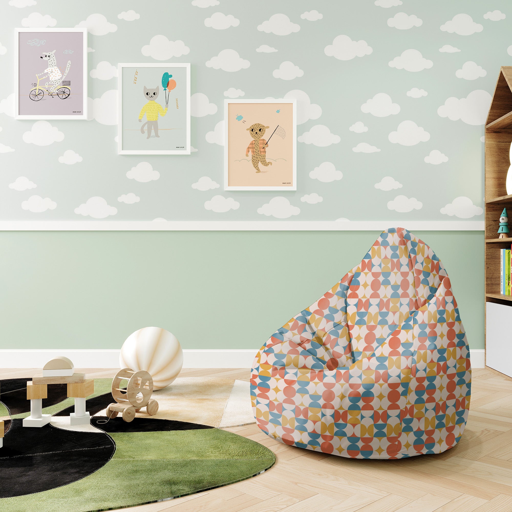 Pearshape Pouf Geometric Retro-S-Velvet